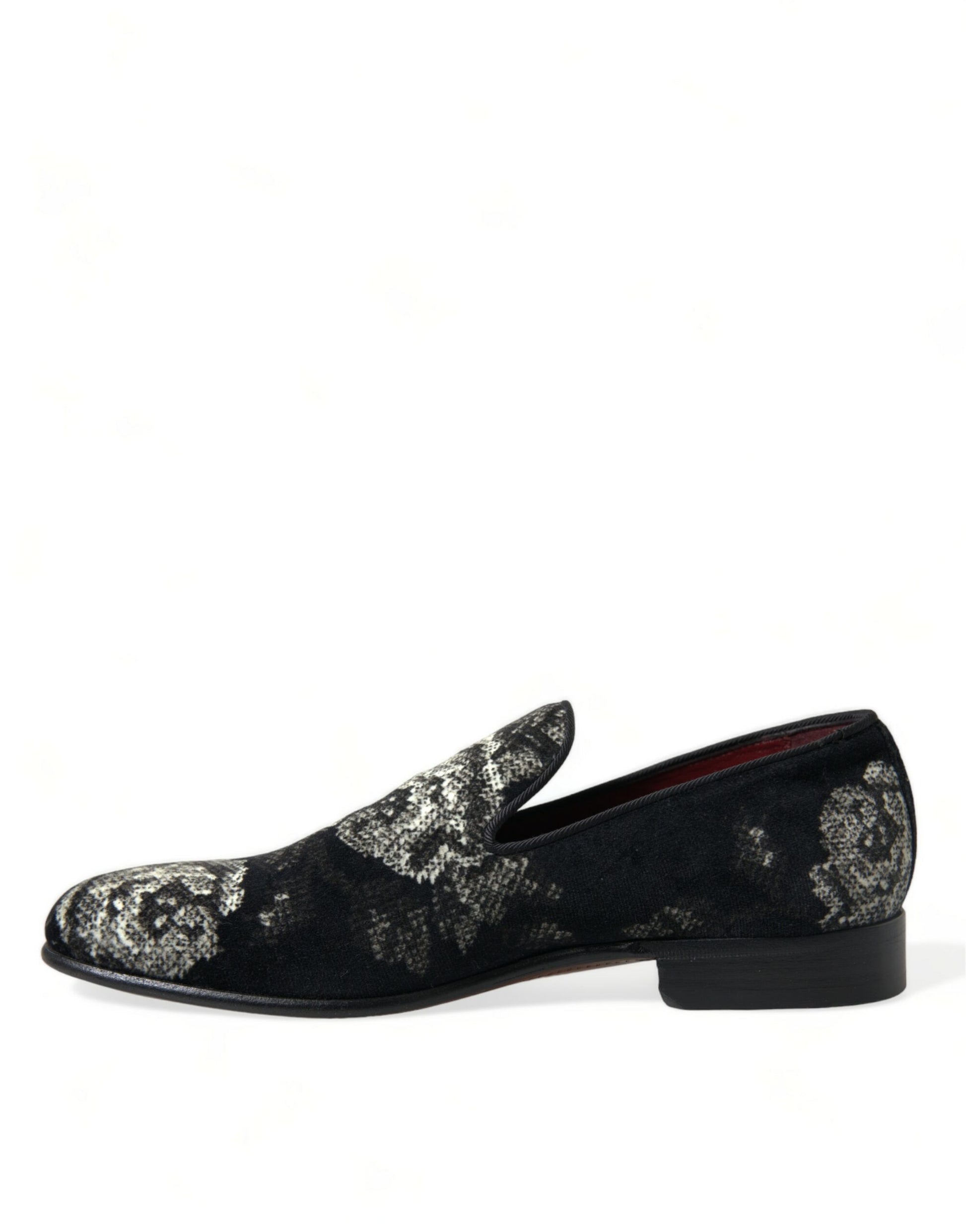 Dolce & Gabbana Black Floral Slippers Men Loafers Dress Shoes Curated Luxury Accessories by Orvyn
