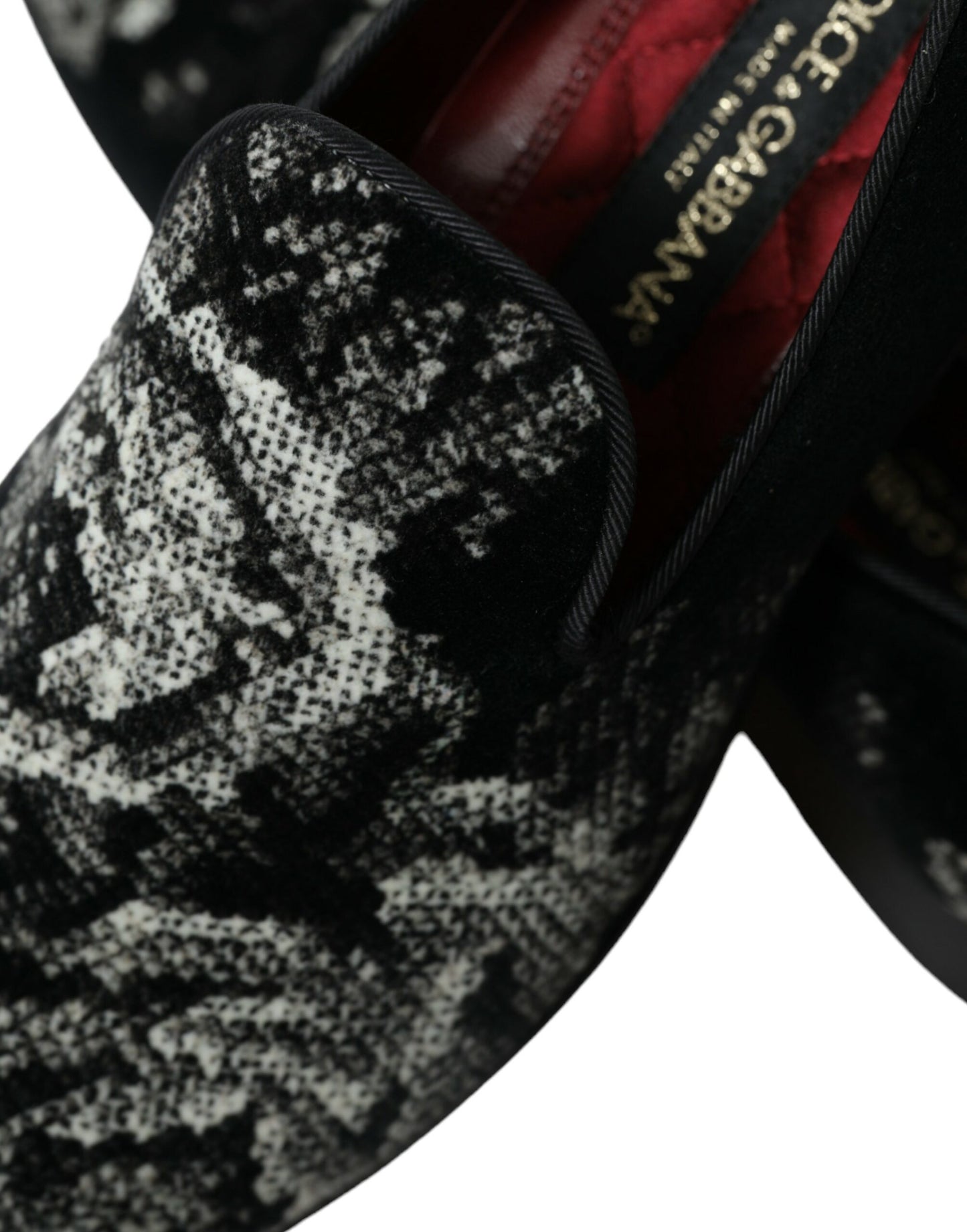 Dolce & Gabbana Black Floral Slippers Men Loafers Dress Shoes Curated Luxury Accessories by Orvyn
