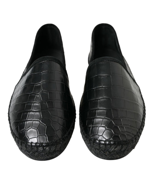 Dolce & Gabbana Black Exotic Leather Espadrilles Slip On Shoes Curated Luxury Accessories by Orvyn