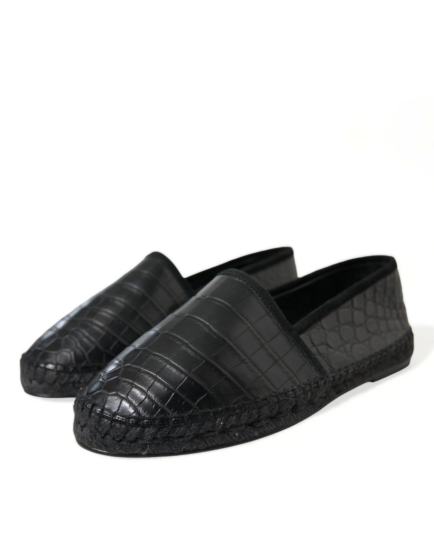 Dolce & Gabbana Black Exotic Leather Espadrilles Slip On Shoes Curated Luxury Accessories by Orvyn