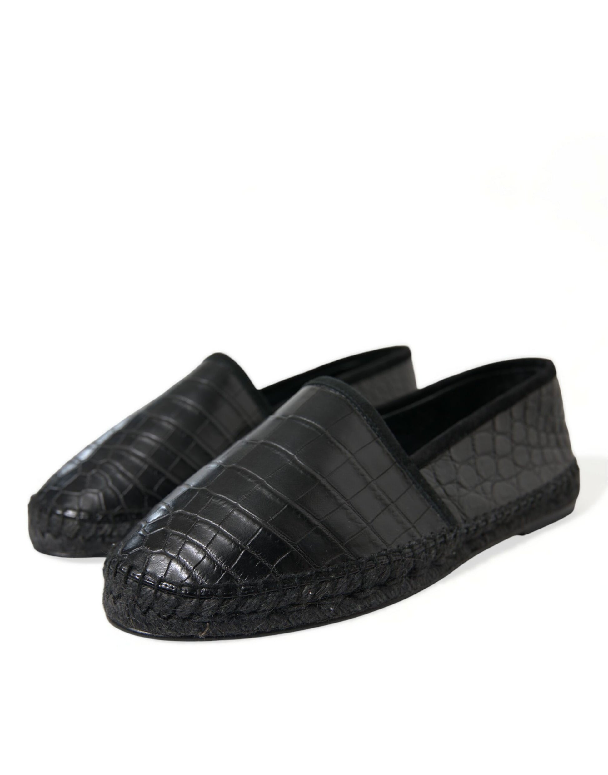 Dolce & Gabbana Black Exotic Leather Espadrilles Slip On Shoes Curated Luxury Accessories by Orvyn