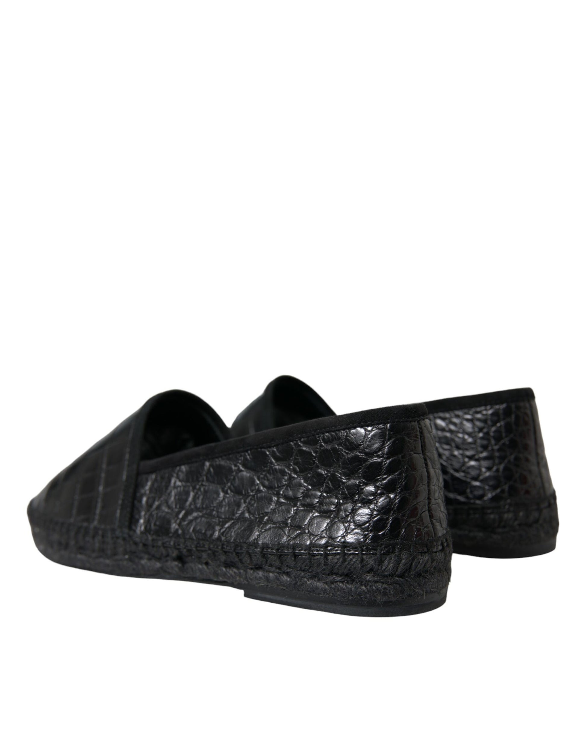 Dolce & Gabbana Black Exotic Leather Espadrilles Slip On Shoes Curated Luxury Accessories by Orvyn
