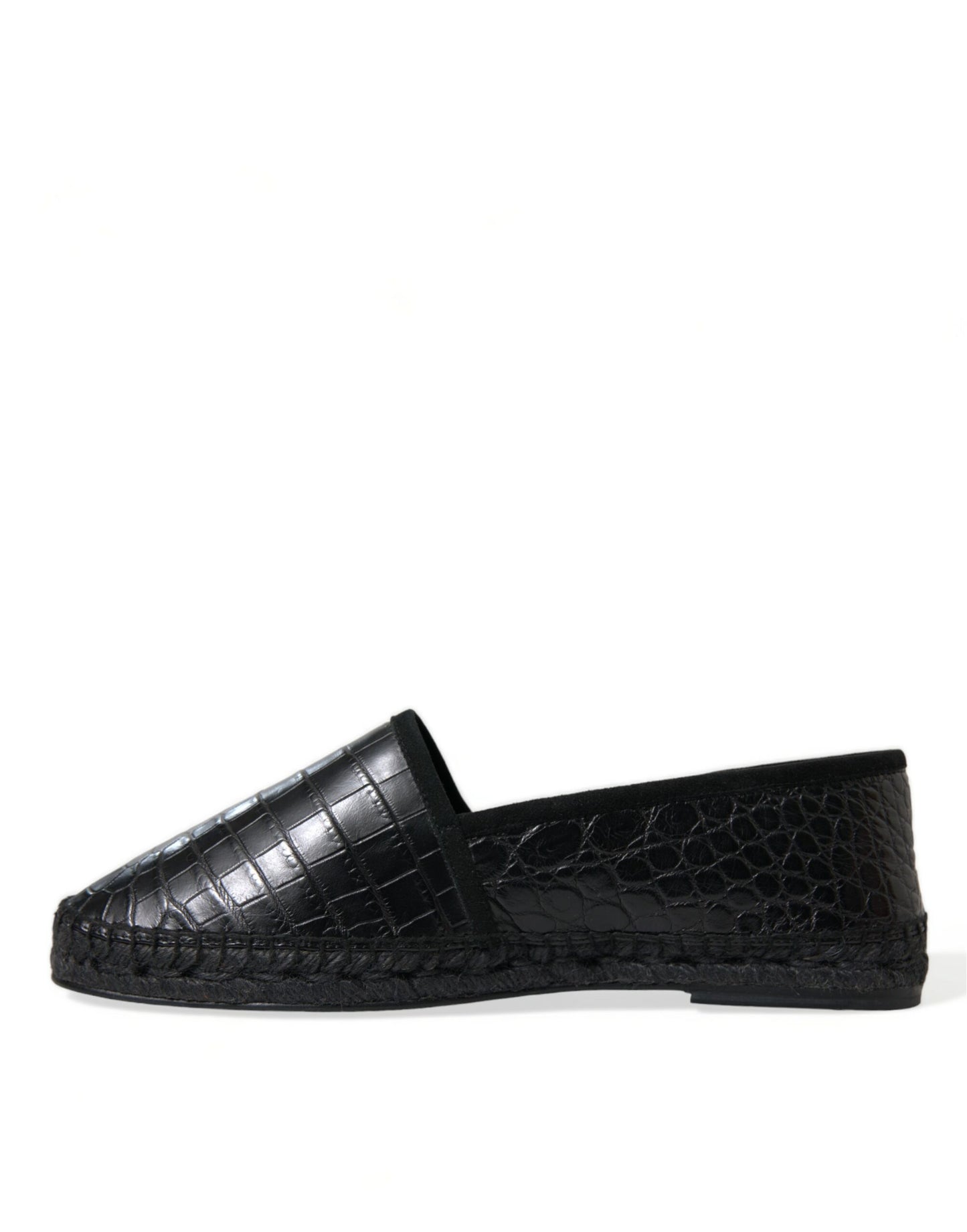 Dolce & Gabbana Black Exotic Leather Espadrilles Slip On Shoes Curated Luxury Accessories by Orvyn
