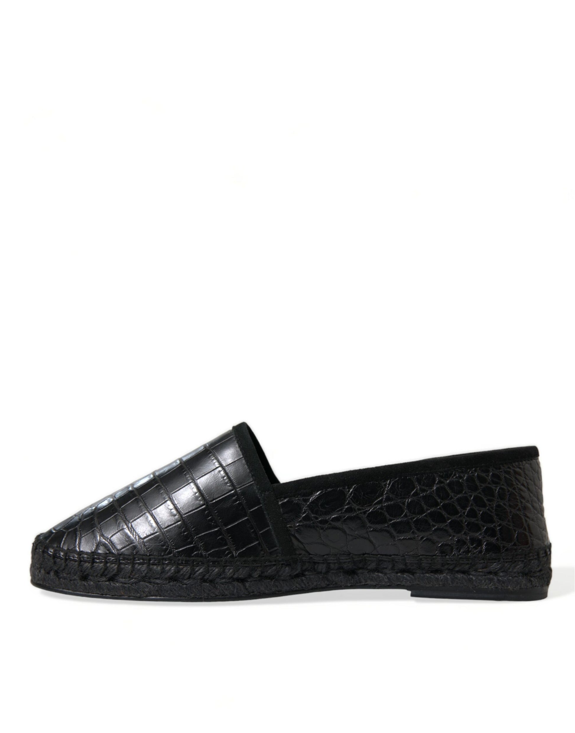 Dolce & Gabbana Black Exotic Leather Espadrilles Slip On Shoes Curated Luxury Accessories by Orvyn