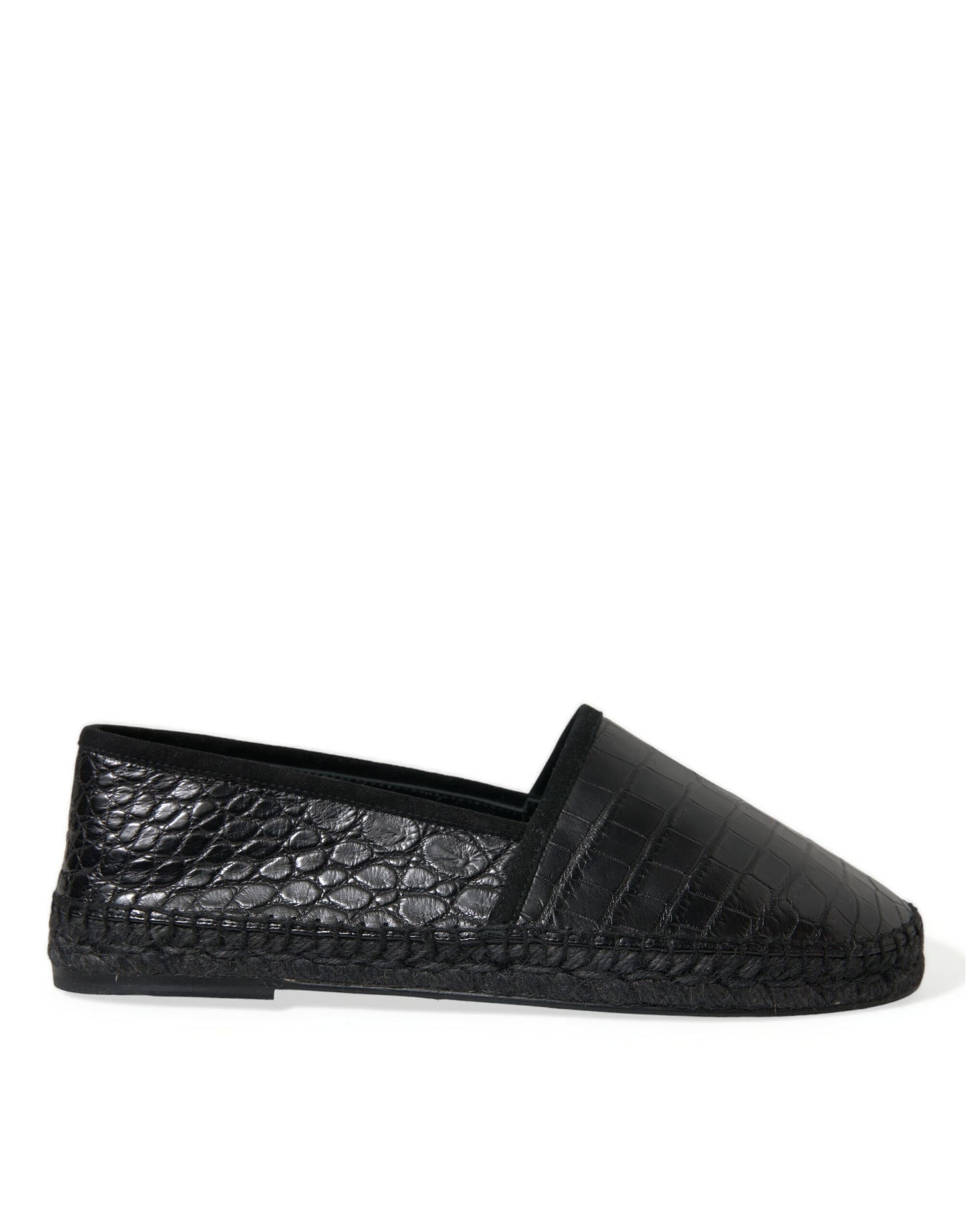 Dolce & Gabbana Black Exotic Leather Espadrilles Slip On Shoes Curated Luxury Accessories by Orvyn