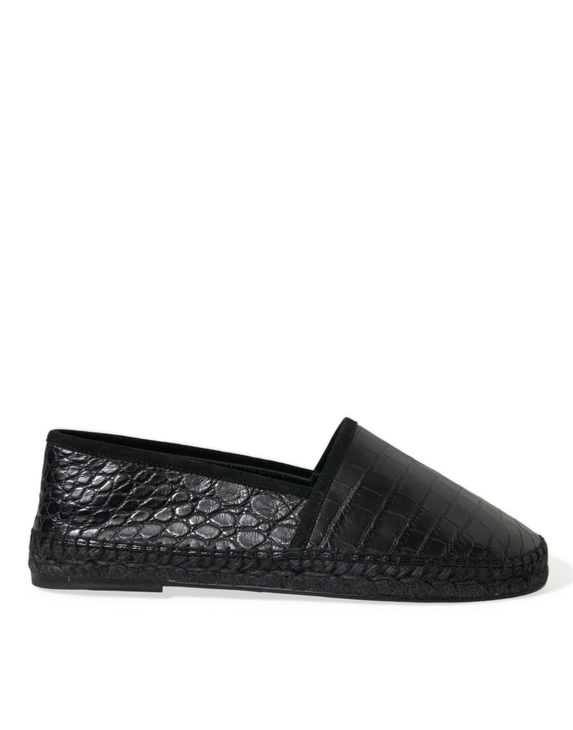 Dolce & Gabbana Black Exotic Leather Espadrilles Slip On Shoes Curated Luxury Accessories by Orvyn