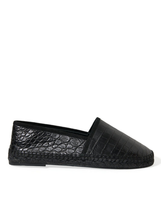 Dolce & Gabbana Black Exotic Leather Espadrilles Slip On Shoes Curated Luxury Accessories by Orvyn