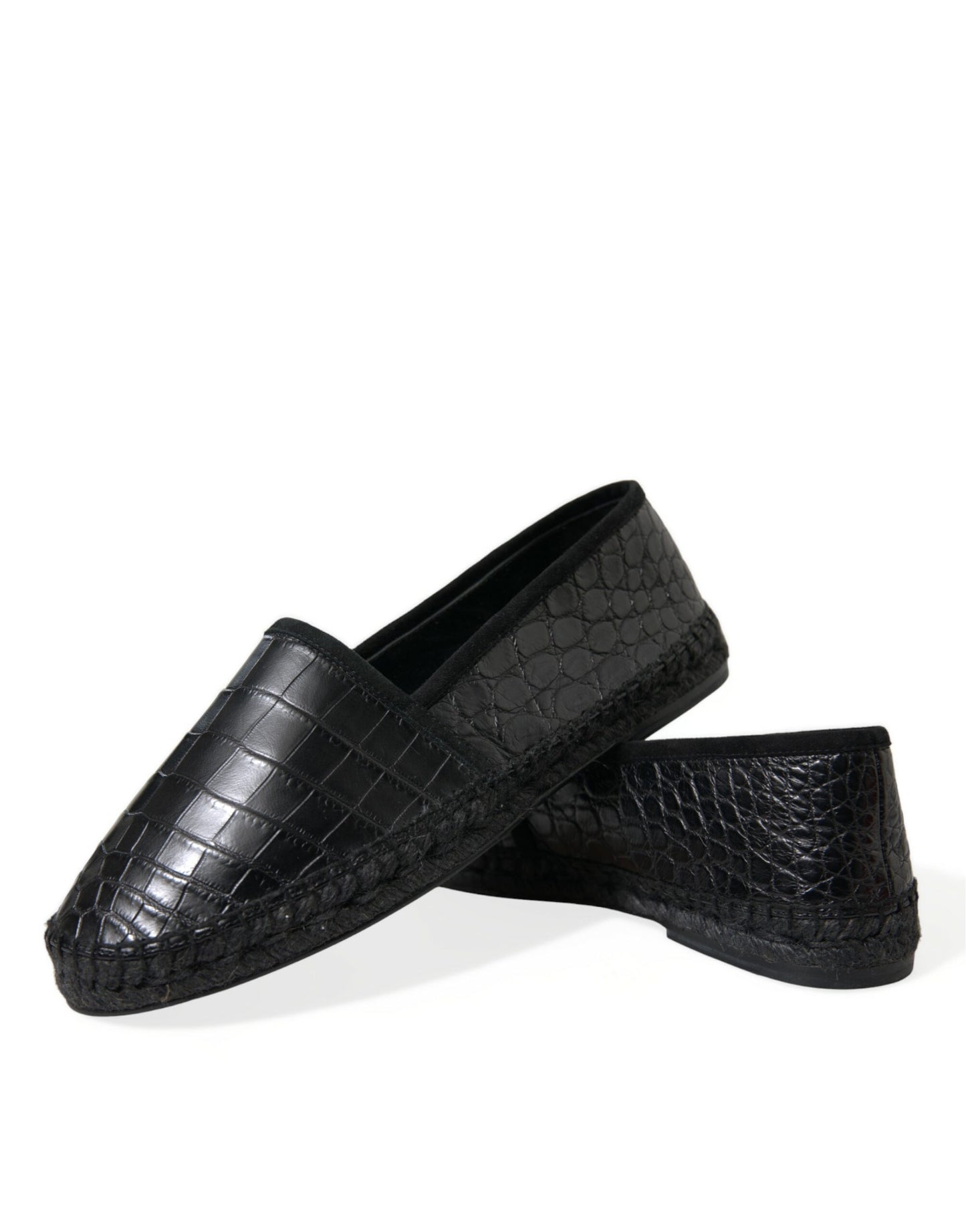 Dolce & Gabbana Black Exotic Leather Espadrilles Slip On Shoes Curated Luxury Accessories by Orvyn