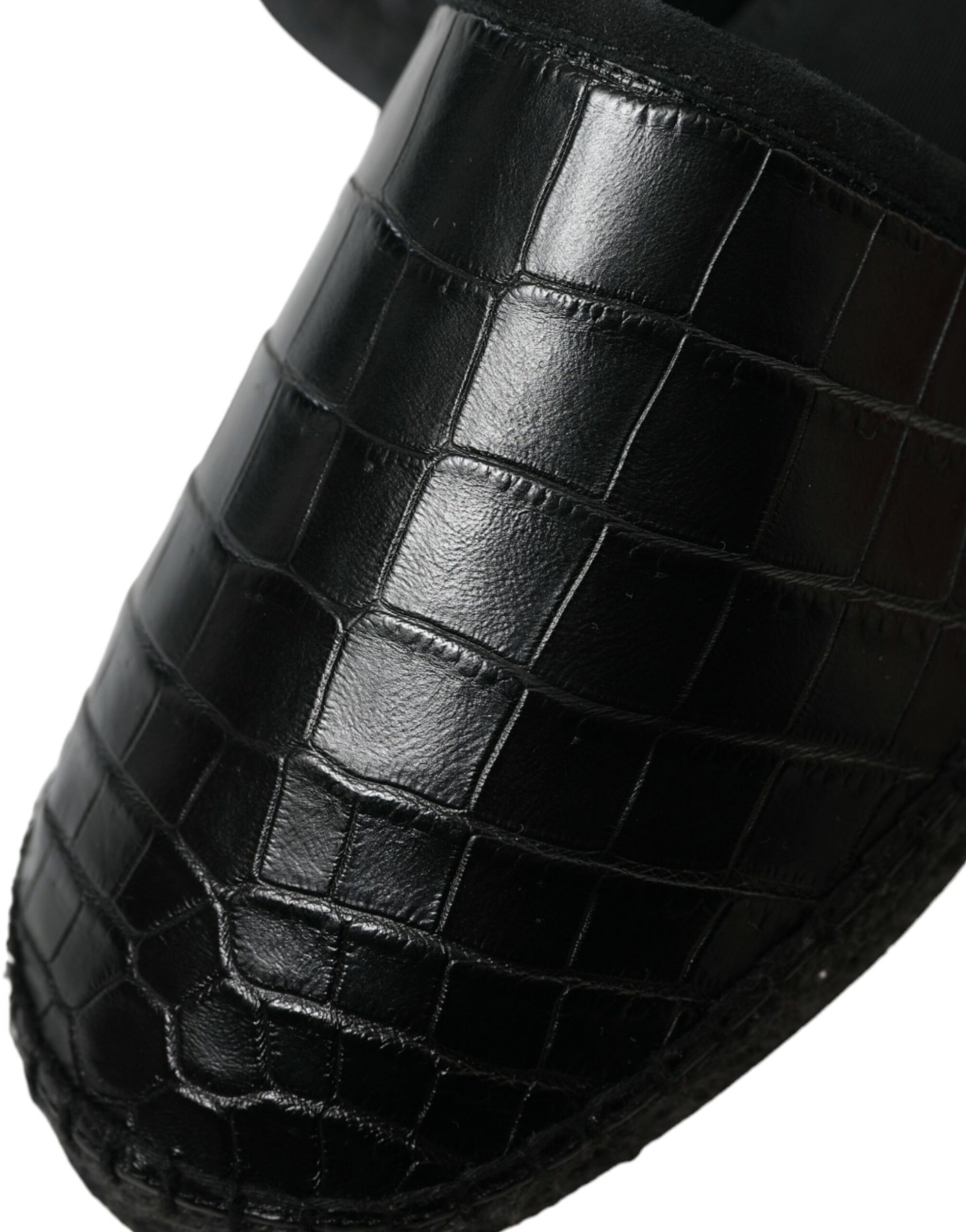 Dolce & Gabbana Black Exotic Leather Espadrilles Slip On Shoes Curated Luxury Accessories by Orvyn