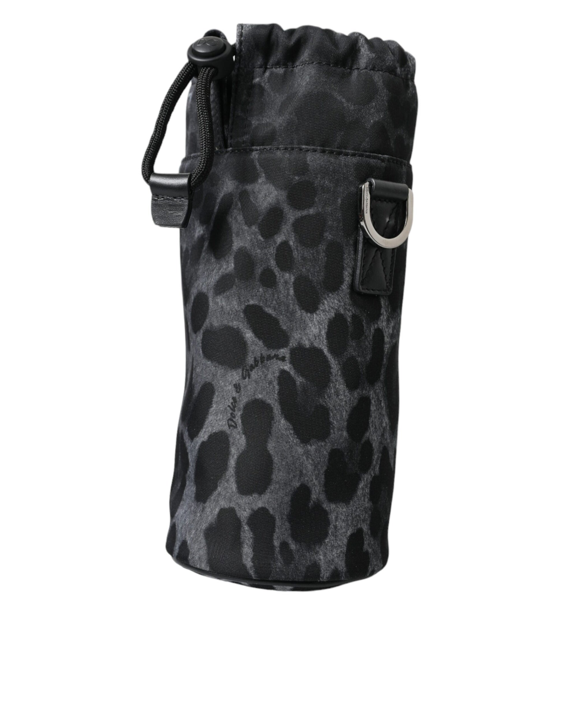 Dolce & Gabbana Black Leopard Round Slim Tote Bottle Cage Bag schwarz