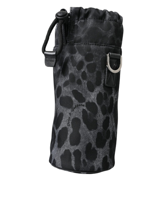 Dolce & Gabbana Black Leopard Round Slim Tote Bottle Cage Bag schwarz