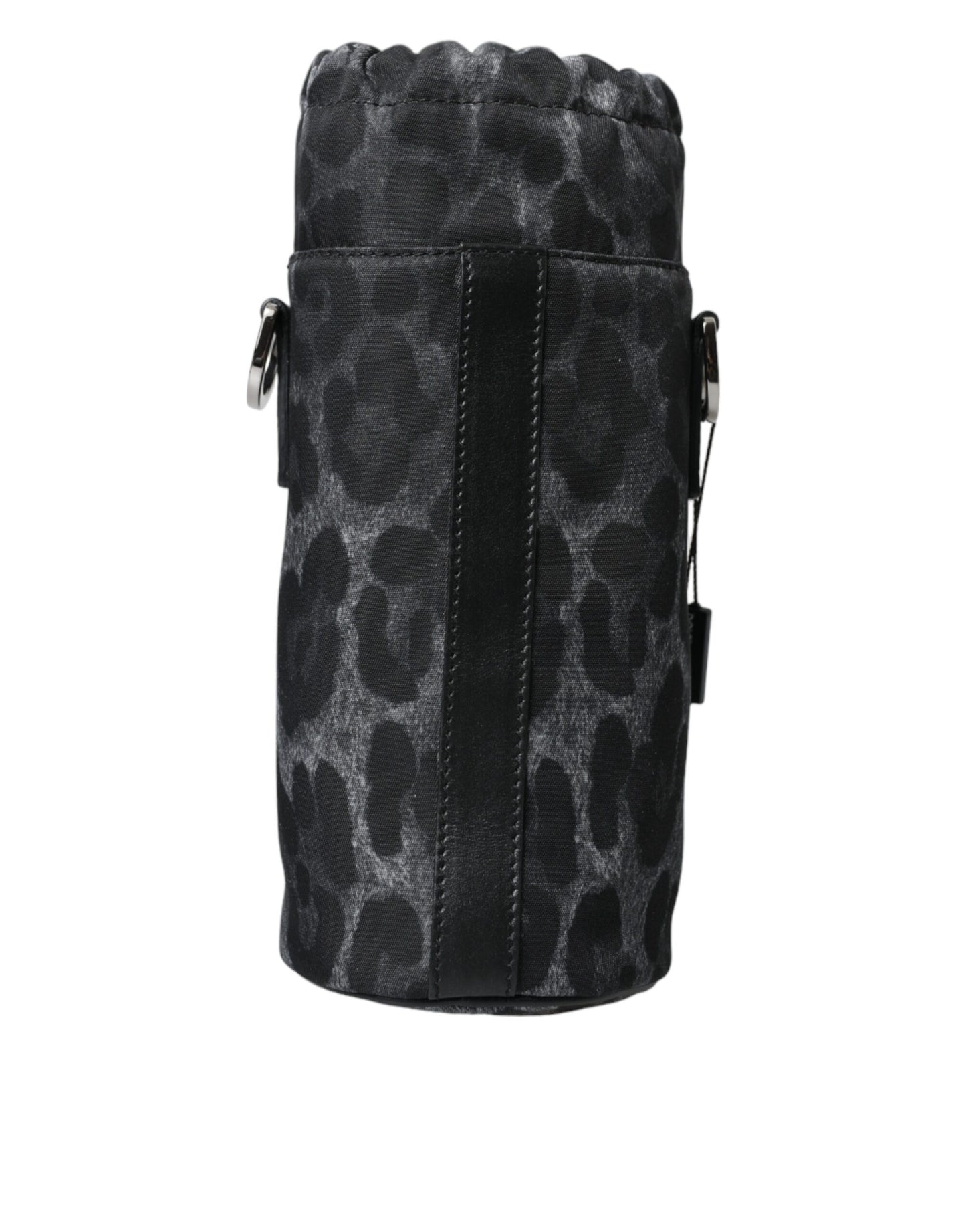 Dolce & Gabbana Black Leopard Round Slim Tote Bottle Cage Bag schwarz
