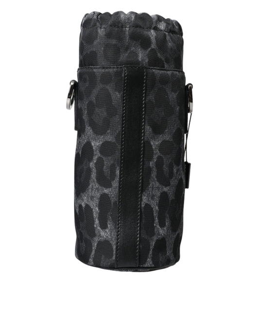 Dolce & Gabbana Black Leopard Round Slim Tote Bottle Cage Bag schwarz