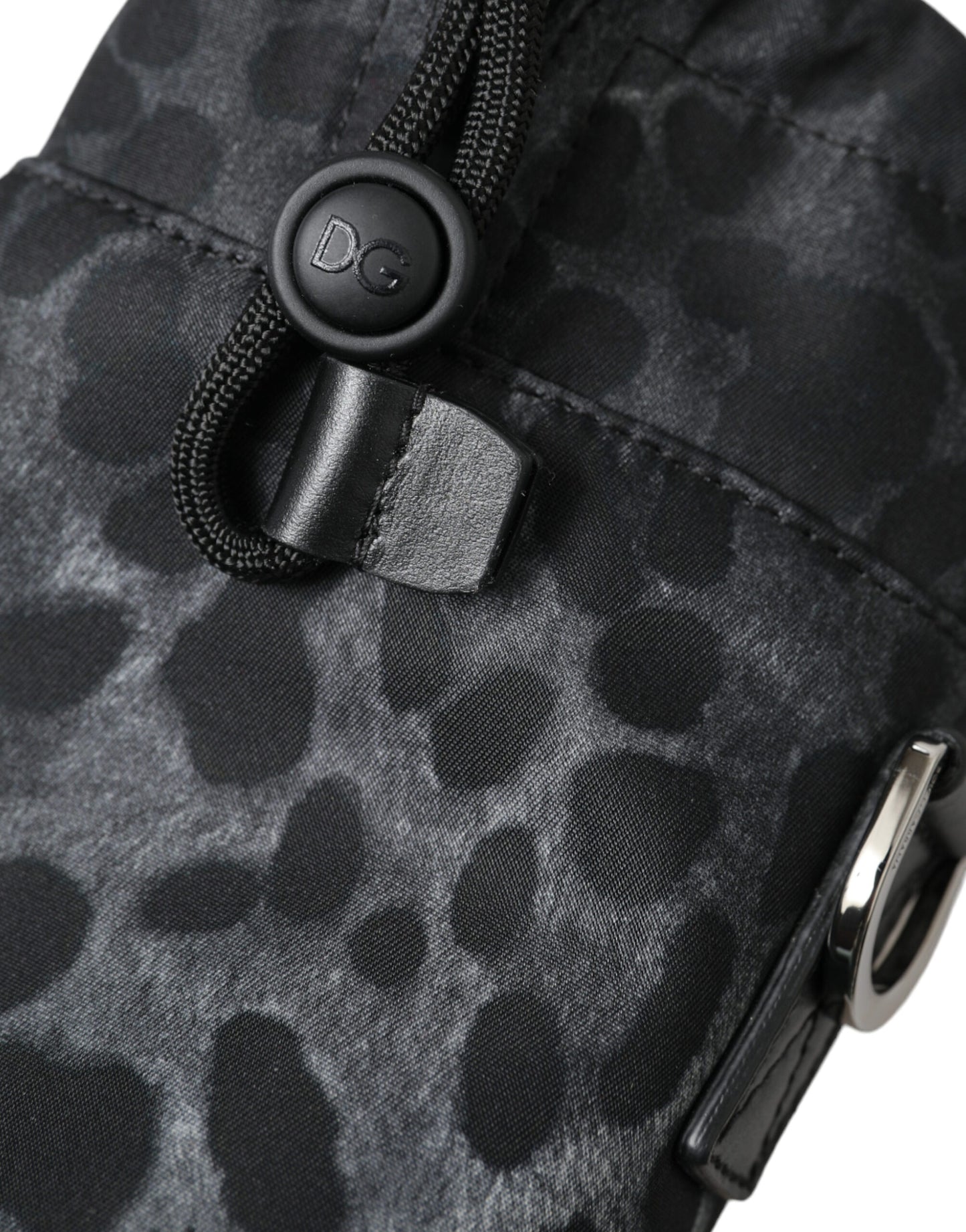 Dolce & Gabbana Black Leopard Round Slim Tote Bottle Cage Bag schwarz