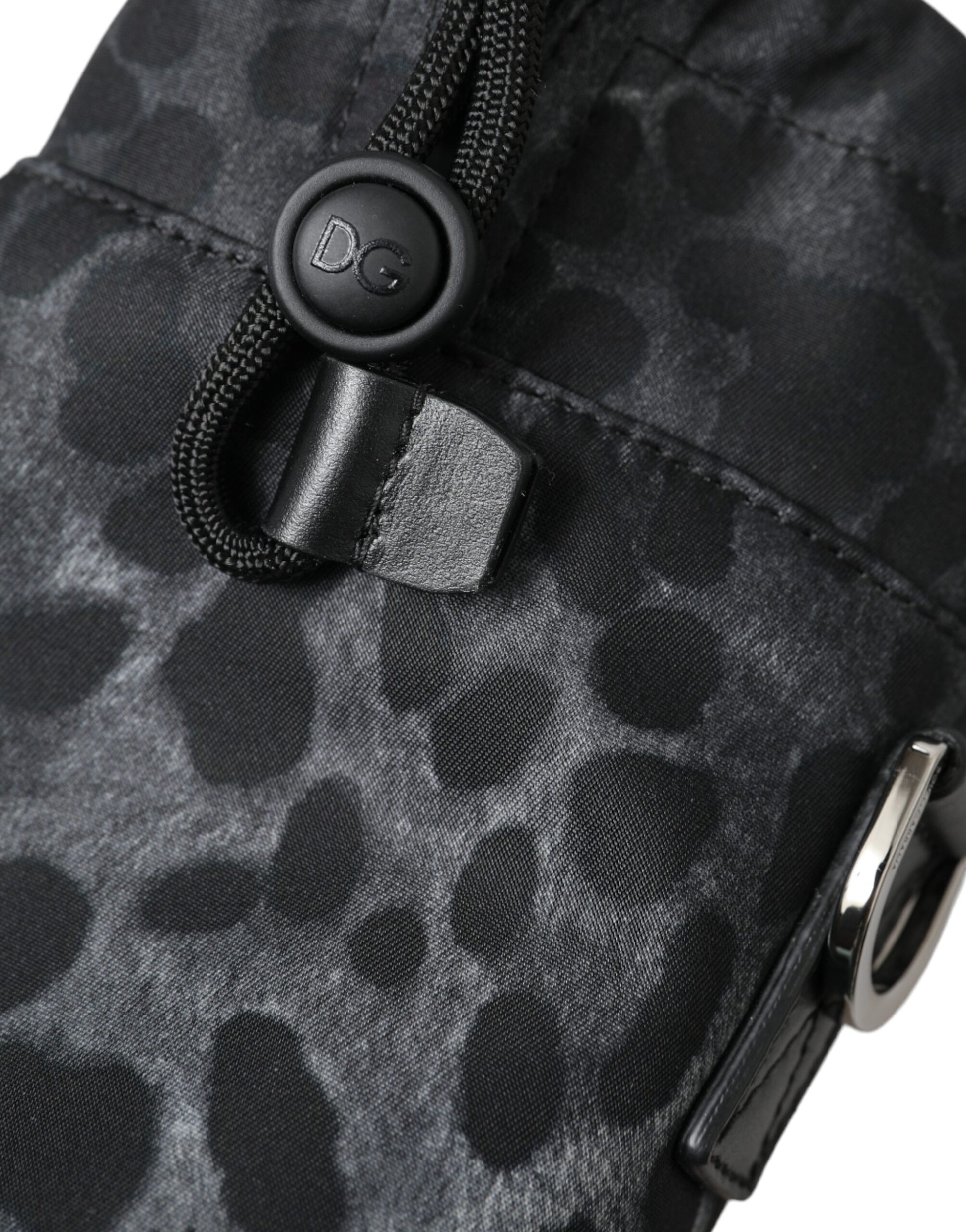 Dolce & Gabbana Black Leopard Round Slim Tote Bottle Cage Bag schwarz