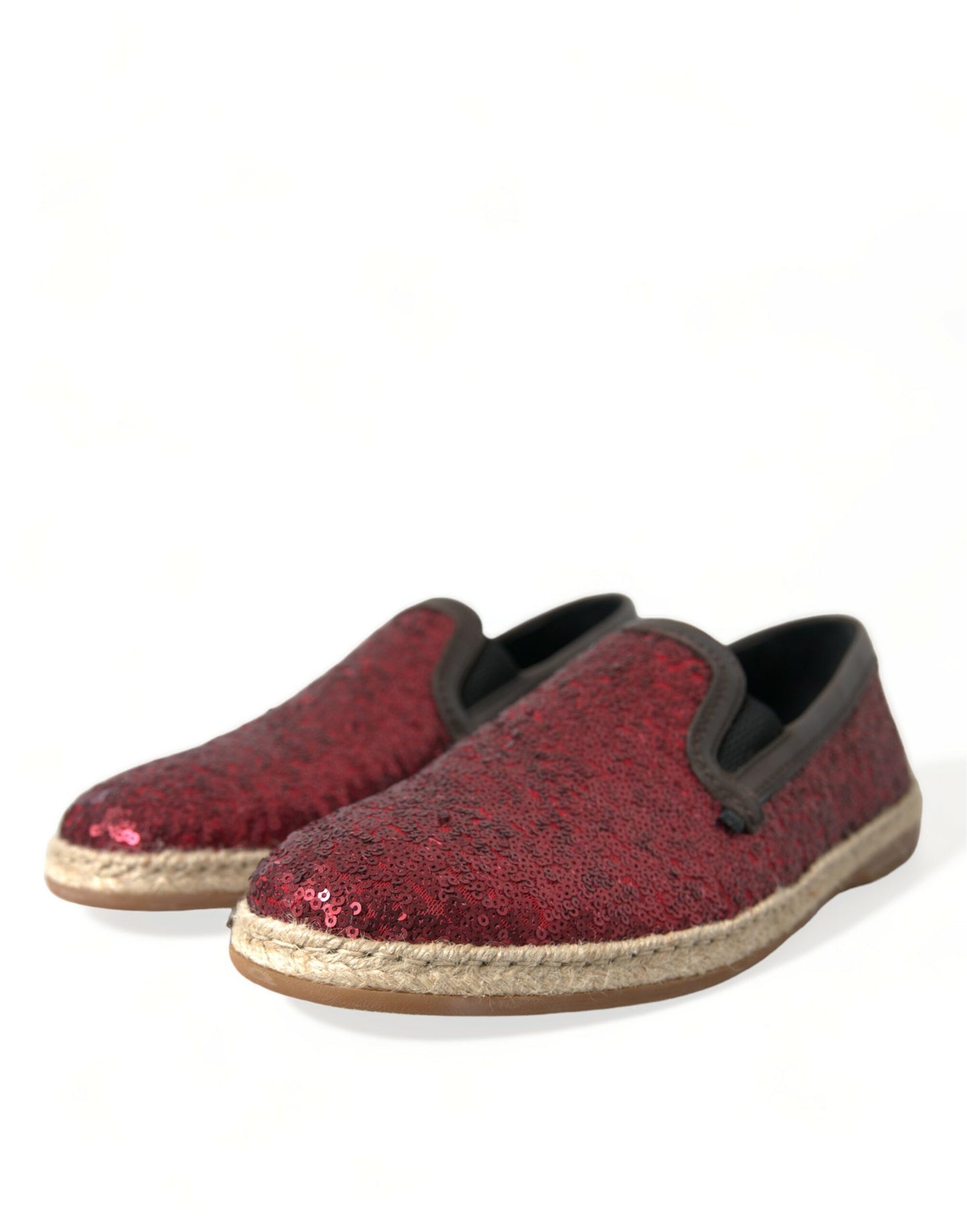 Dolce & Gabbana Red Sequined Loafers Slippers Men Shoes Curated Luxury Accessories by Orvyn