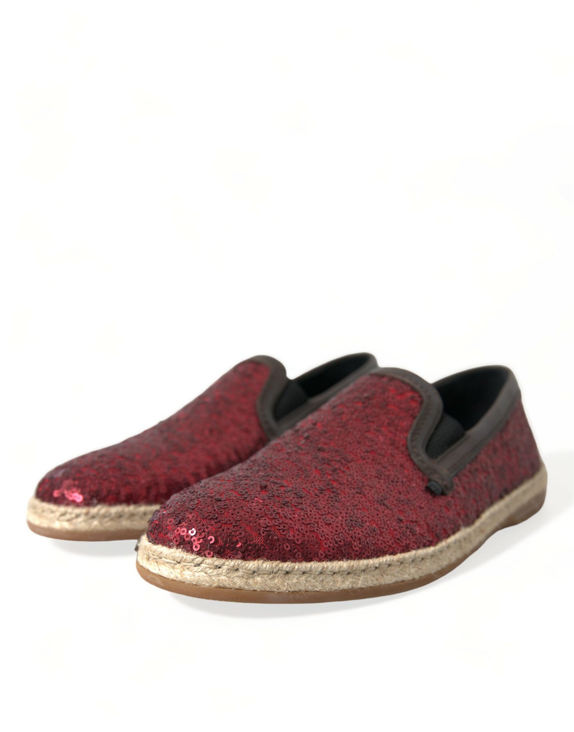 Dolce & Gabbana Red Sequined Loafers Slippers Men Shoes Curated Luxury Accessories by Orvyn