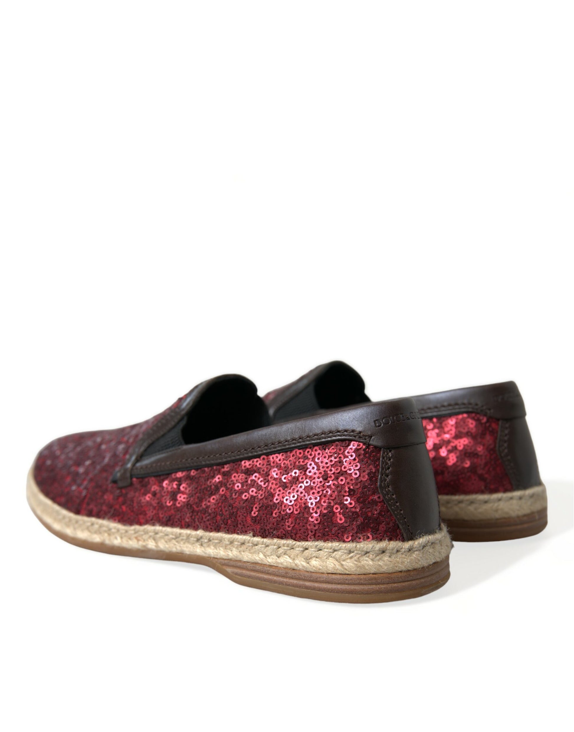 Dolce & Gabbana Red Sequined Loafers Slippers Men Shoes Curated Luxury Accessories by Orvyn