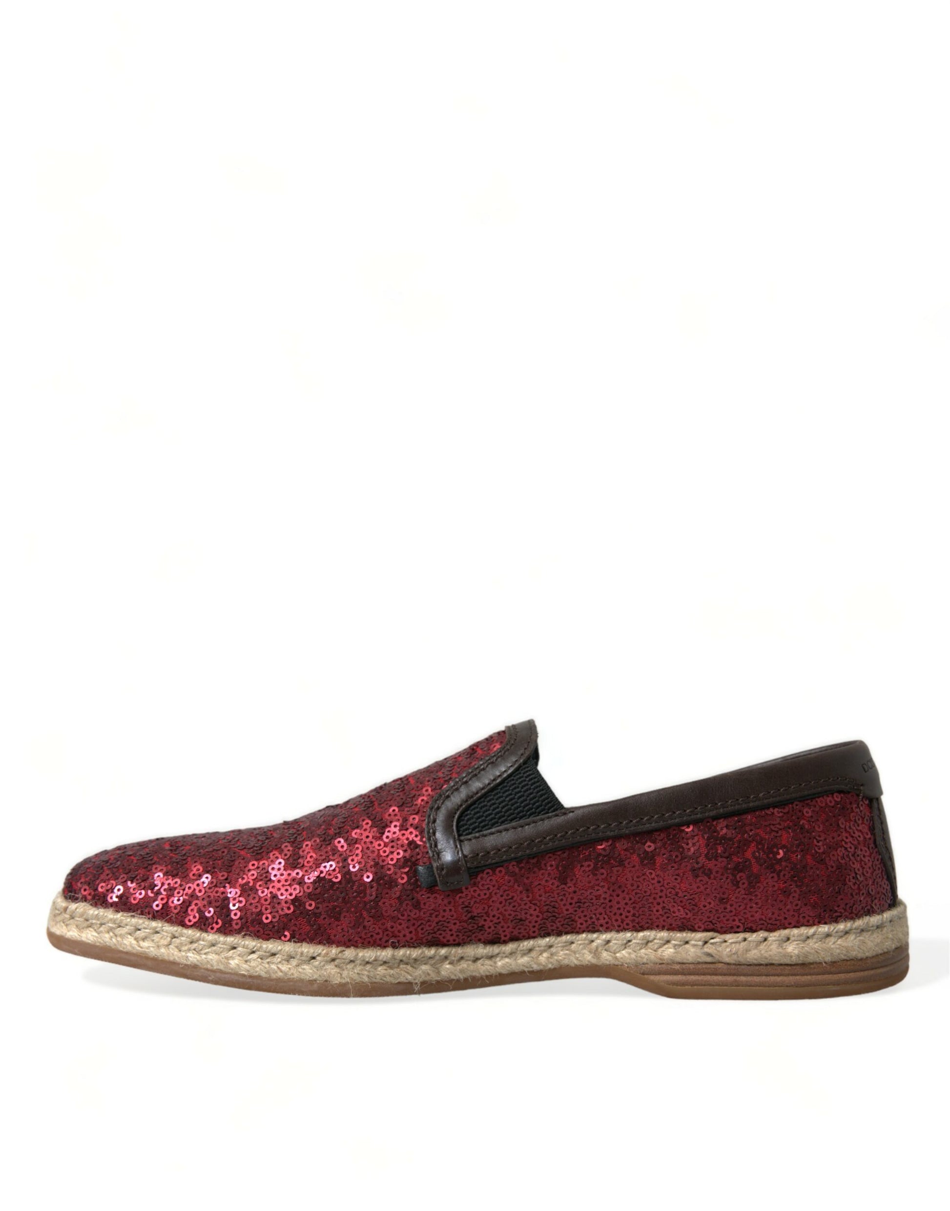 Dolce & Gabbana Red Sequined Loafers Slippers Men Shoes Curated Luxury Accessories by Orvyn