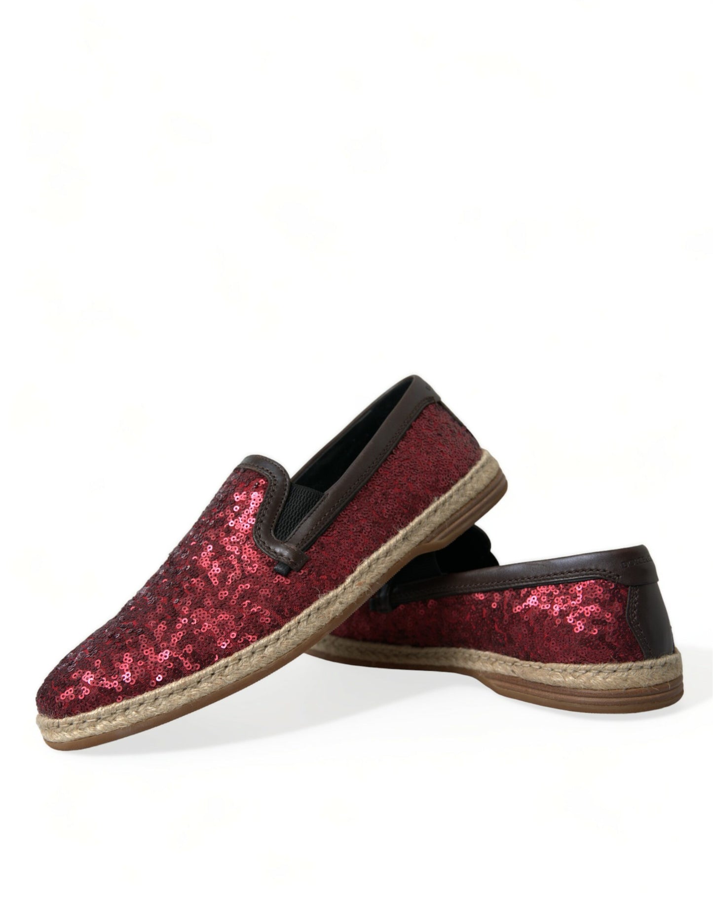 Dolce & Gabbana Red Sequined Loafers Slippers Men Shoes Curated Luxury Accessories by Orvyn