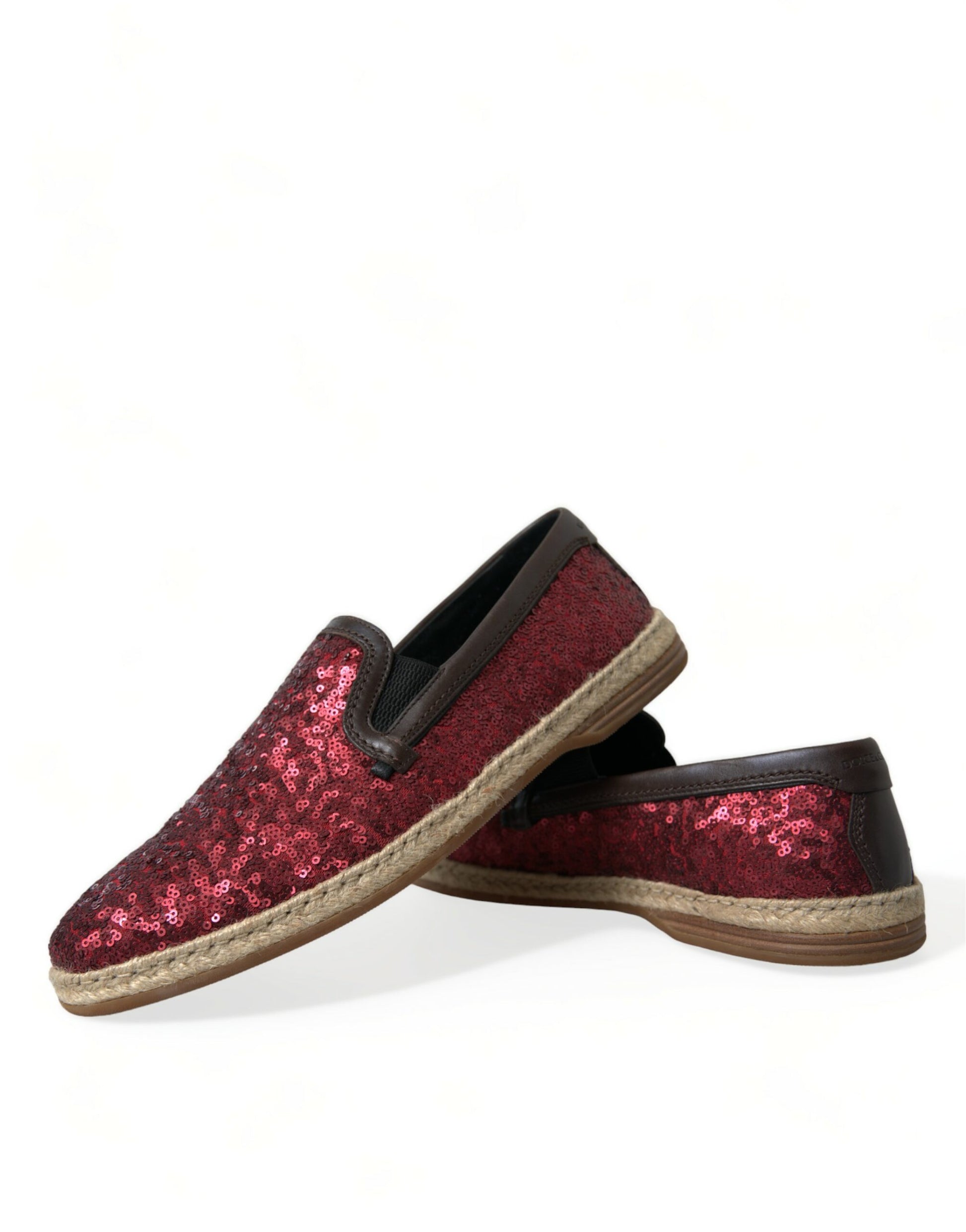 Dolce & Gabbana Red Sequined Loafers Slippers Men Shoes Curated Luxury Accessories by Orvyn