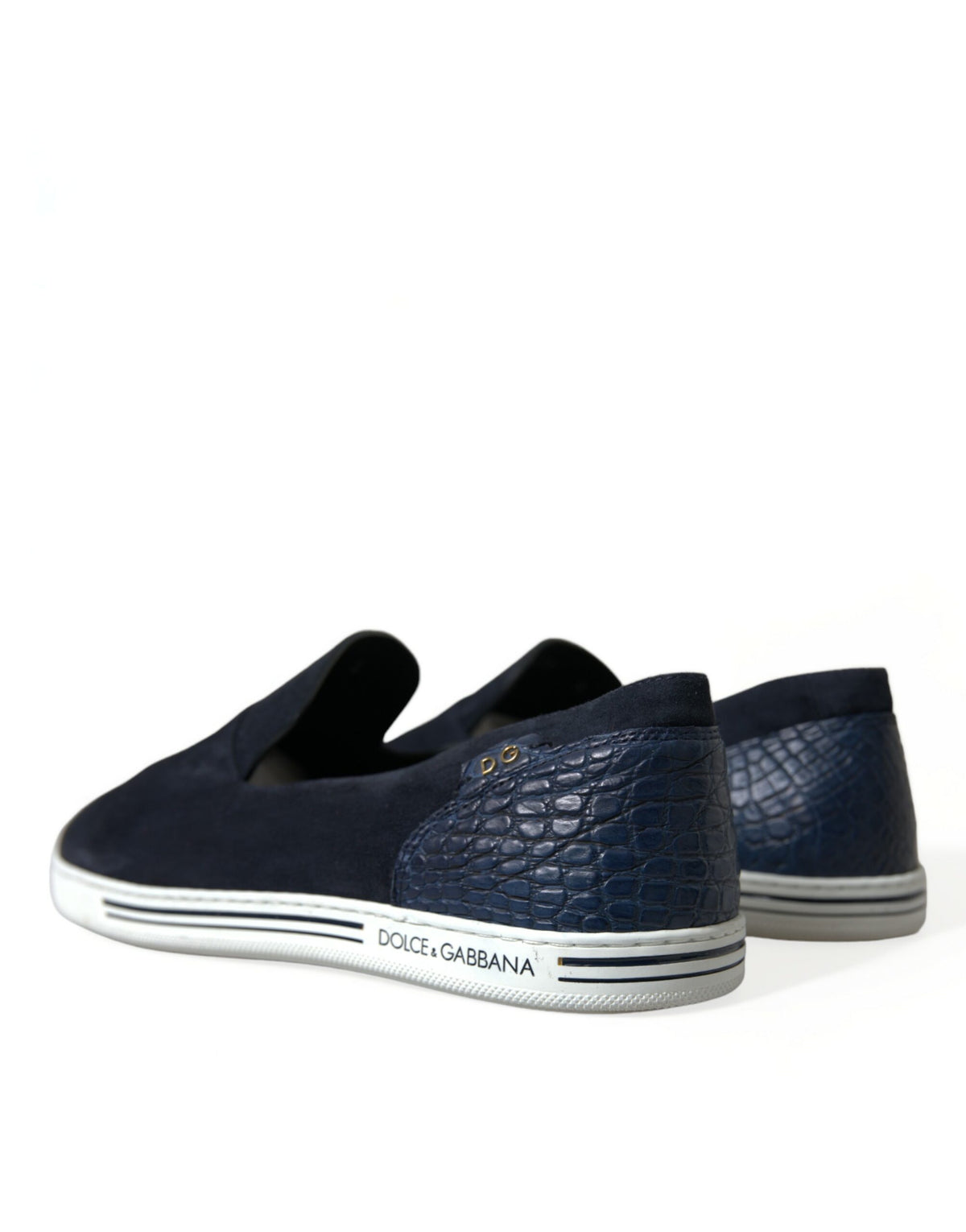 Dolce & Gabbana Blue Suede Caiman Loafers Saint Tropez Shoes blau