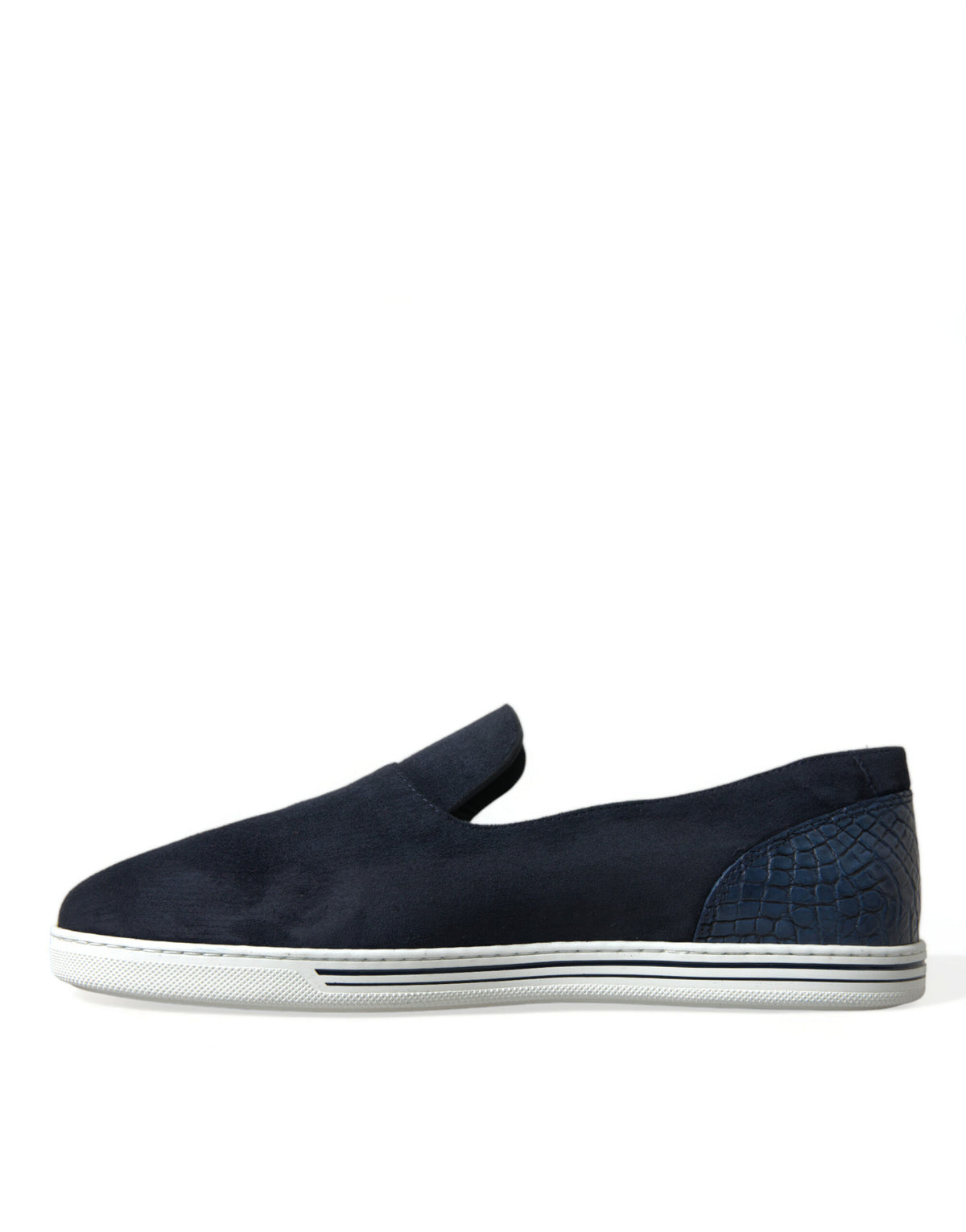 Dolce & Gabbana Blue Suede Caiman Loafers Saint Tropez Shoes blau
