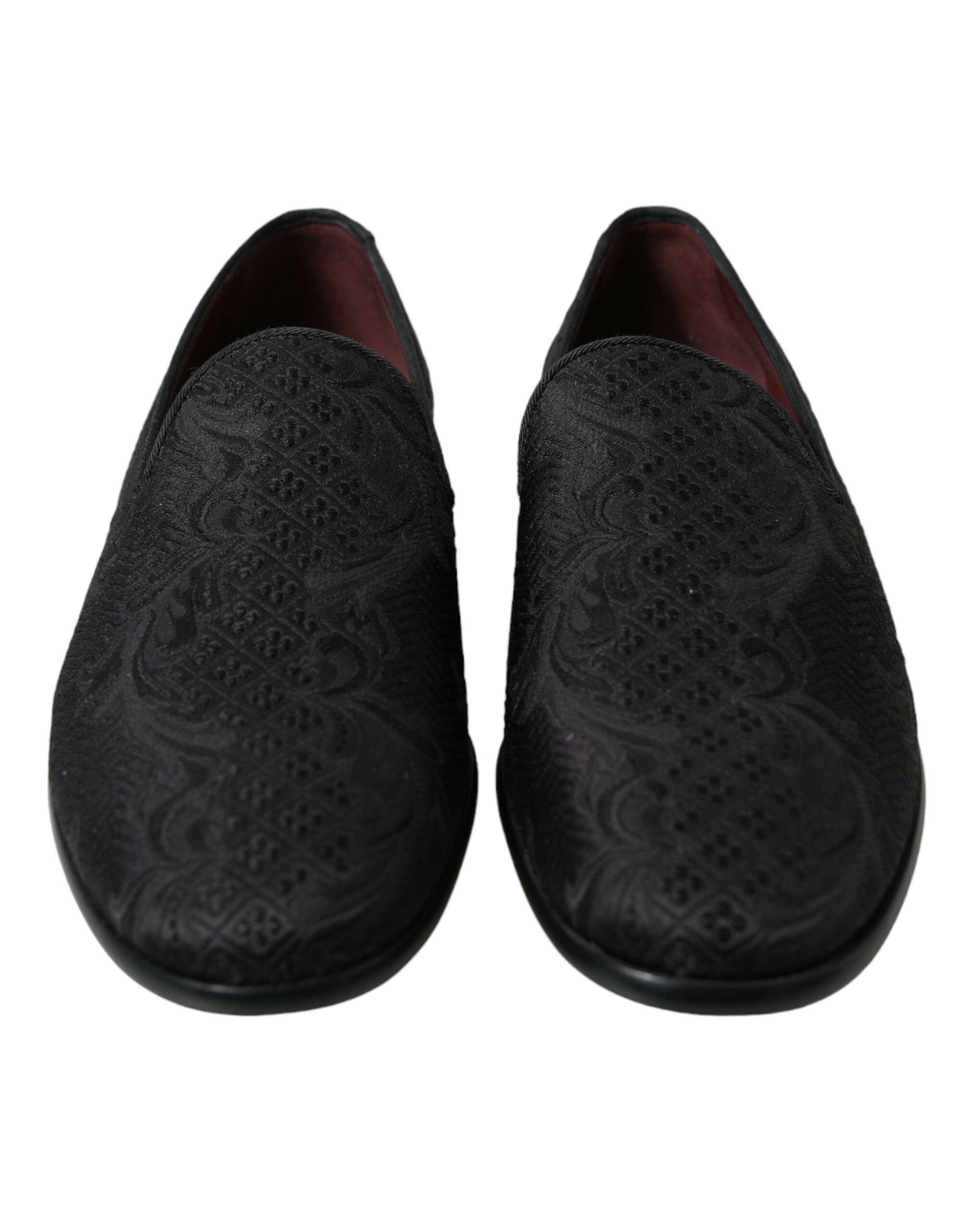 Dolce & Gabbana Black Brocade Men Slip On Loafer Dress Shoes Curated Luxury Accessories by Orvyn