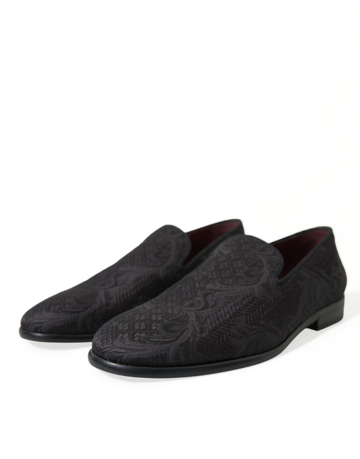 Dolce & Gabbana Black Brocade Men Slip On Loafer Dress Shoes Curated Luxury Accessories by Orvyn