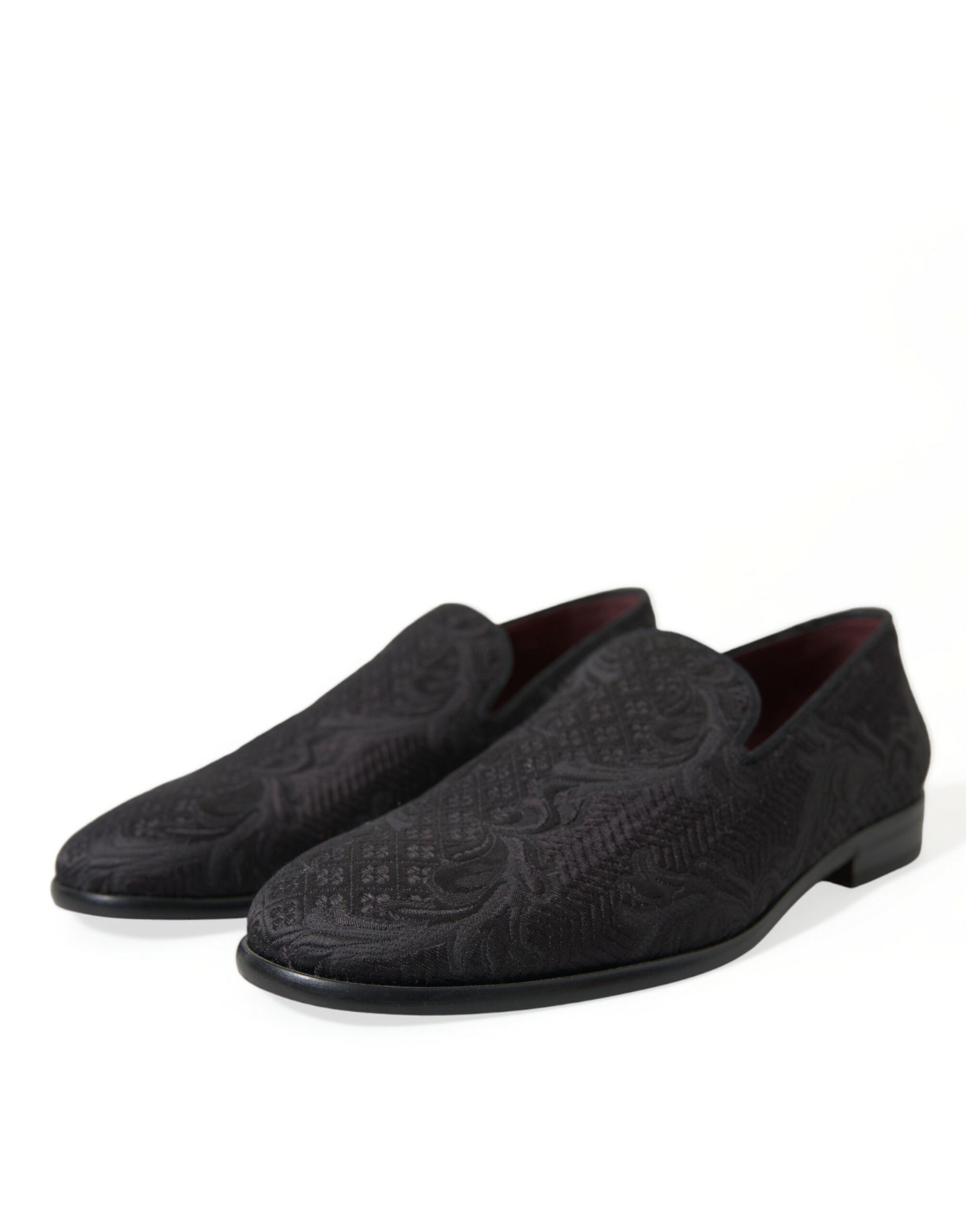 Dolce & Gabbana Black Brocade Men Slip On Loafer Dress Shoes Curated Luxury Accessories by Orvyn