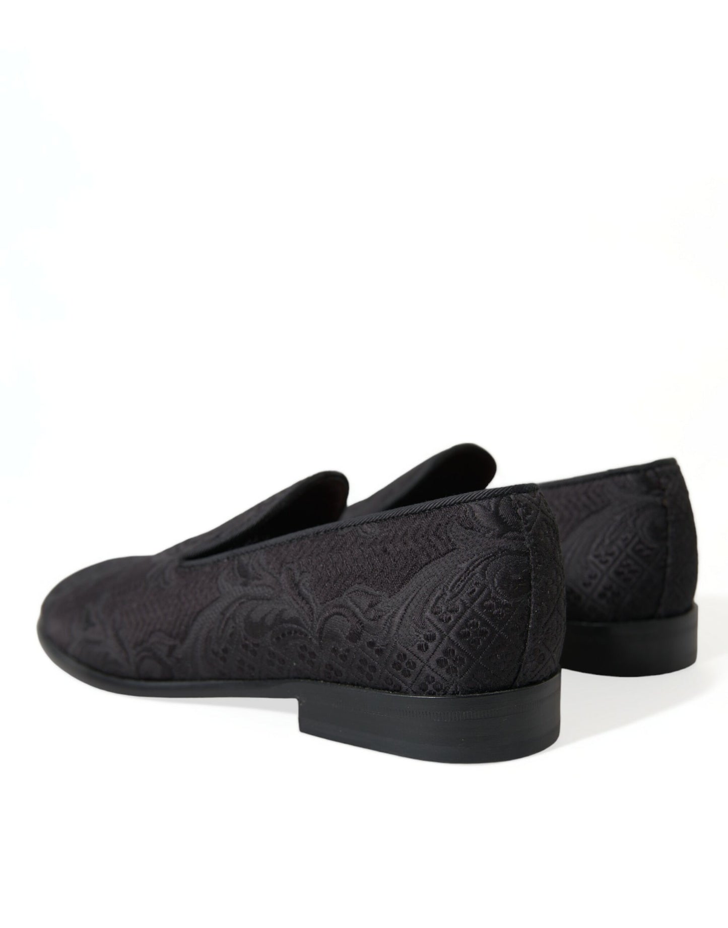 Dolce & Gabbana Black Brocade Men Slip On Loafer Dress Shoes Curated Luxury Accessories by Orvyn