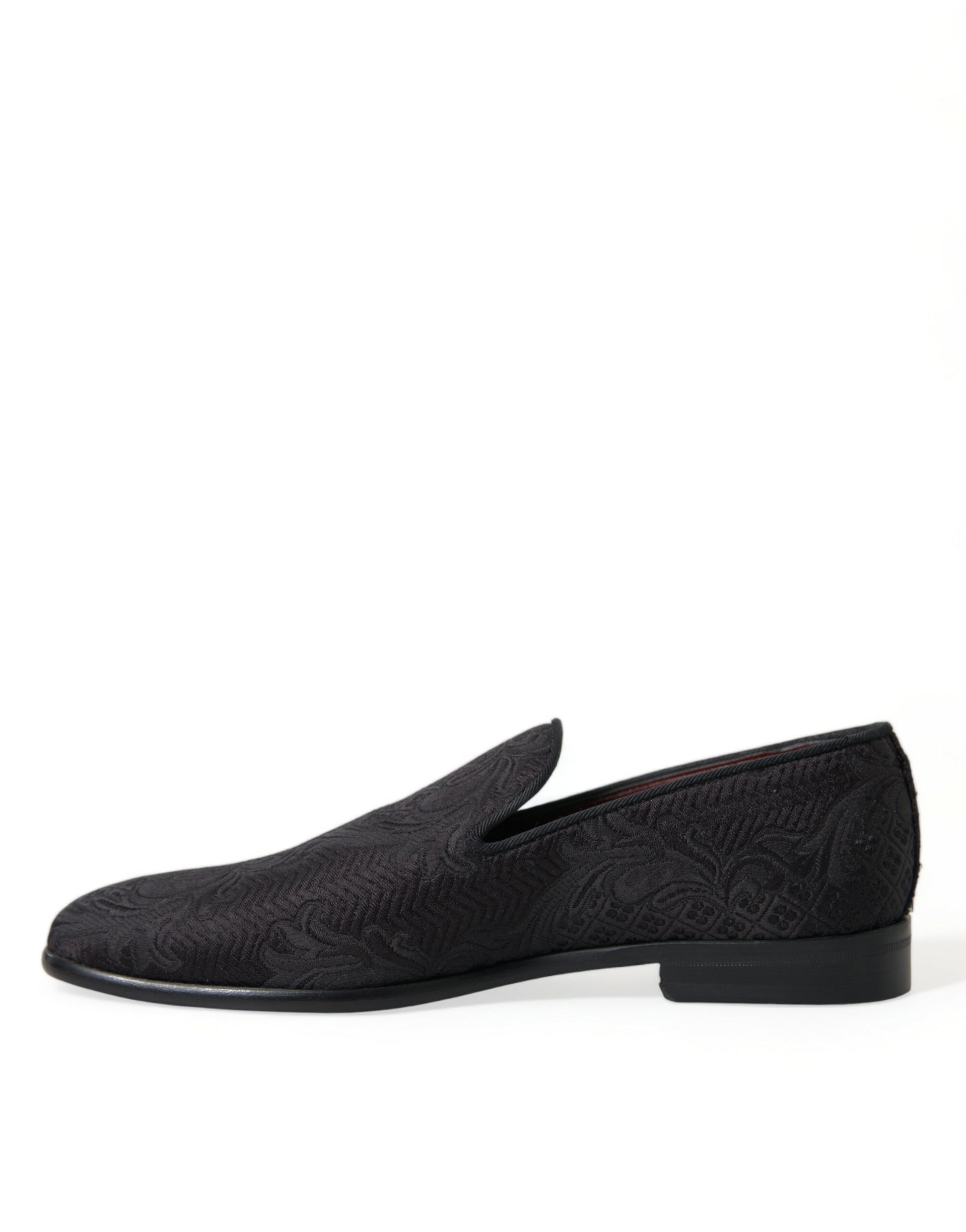 Dolce & Gabbana Black Brocade Men Slip On Loafer Dress Shoes Curated Luxury Accessories by Orvyn
