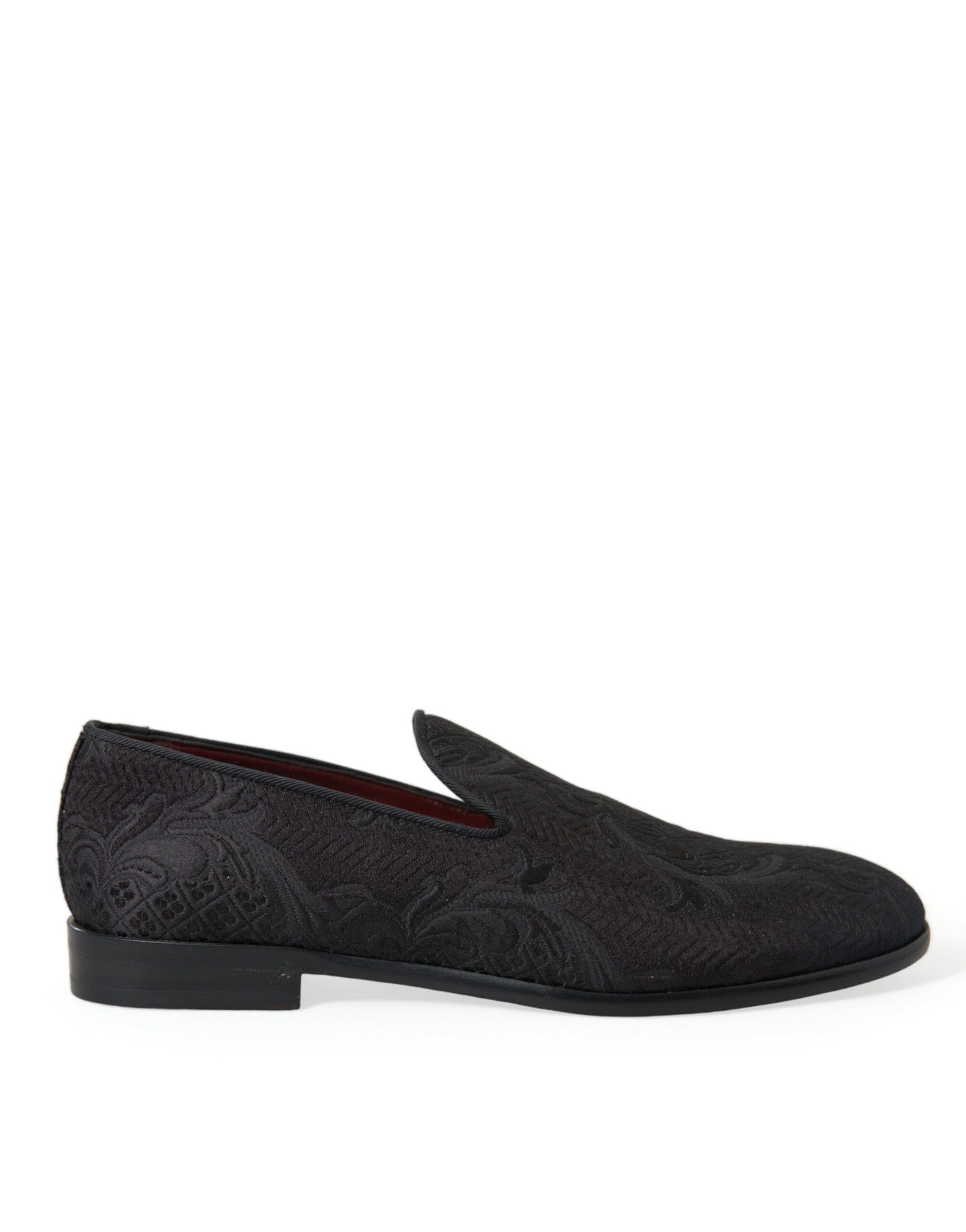 Dolce & Gabbana Black Brocade Men Slip On Loafer Dress Shoes Curated Luxury Accessories by Orvyn