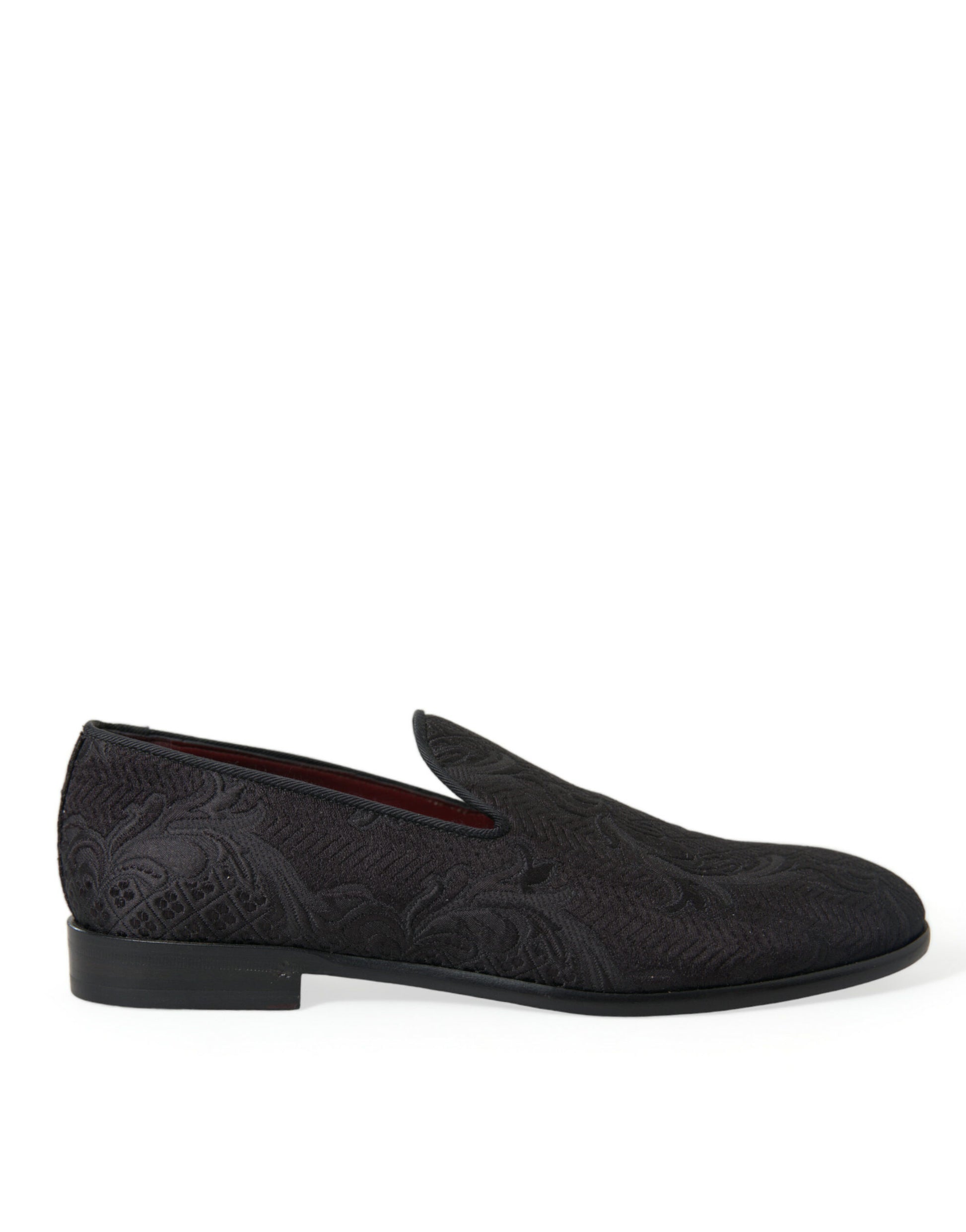 Dolce & Gabbana Black Brocade Men Slip On Loafer Dress Shoes Curated Luxury Accessories by Orvyn