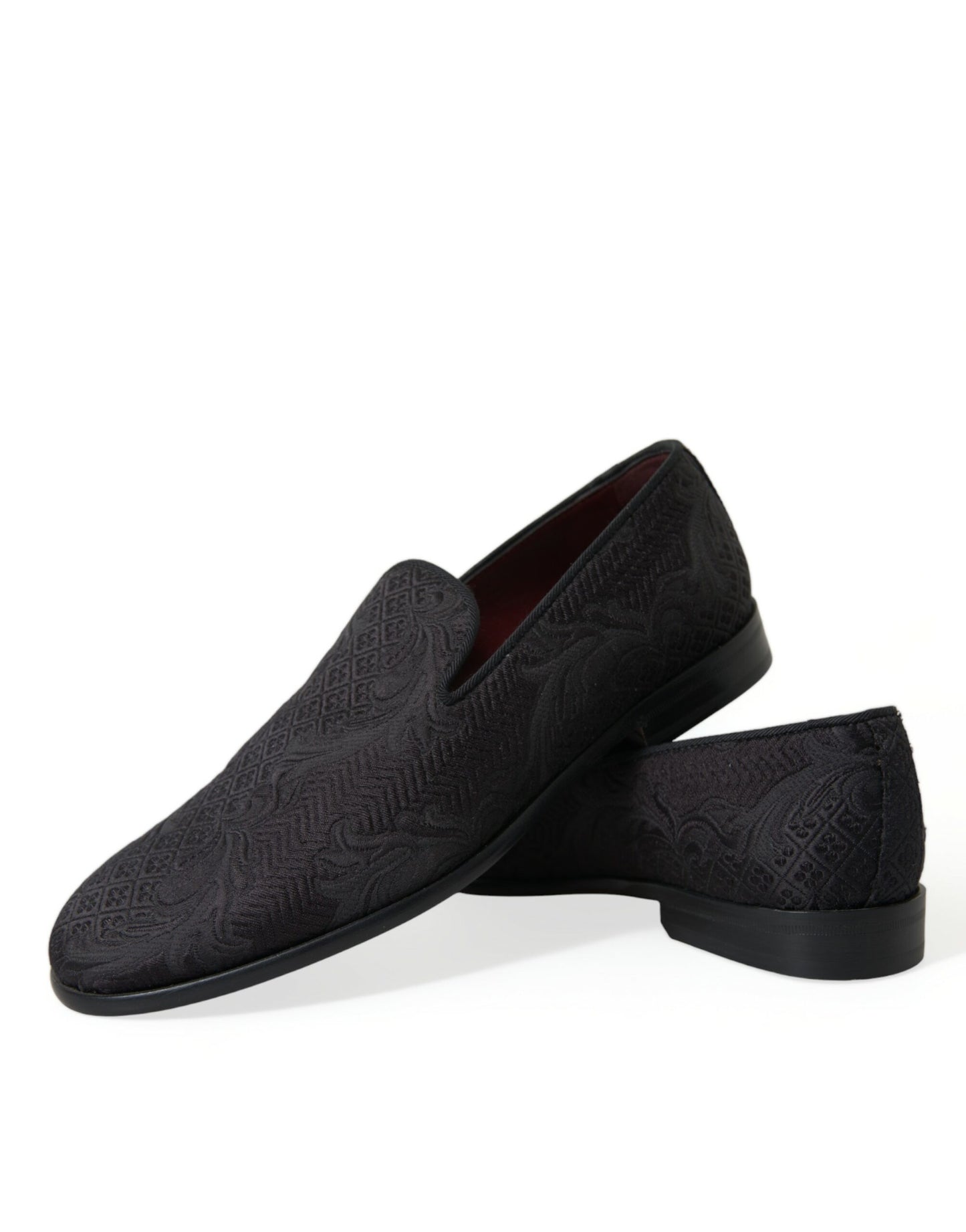 Dolce & Gabbana Black Brocade Men Slip On Loafer Dress Shoes Curated Luxury Accessories by Orvyn
