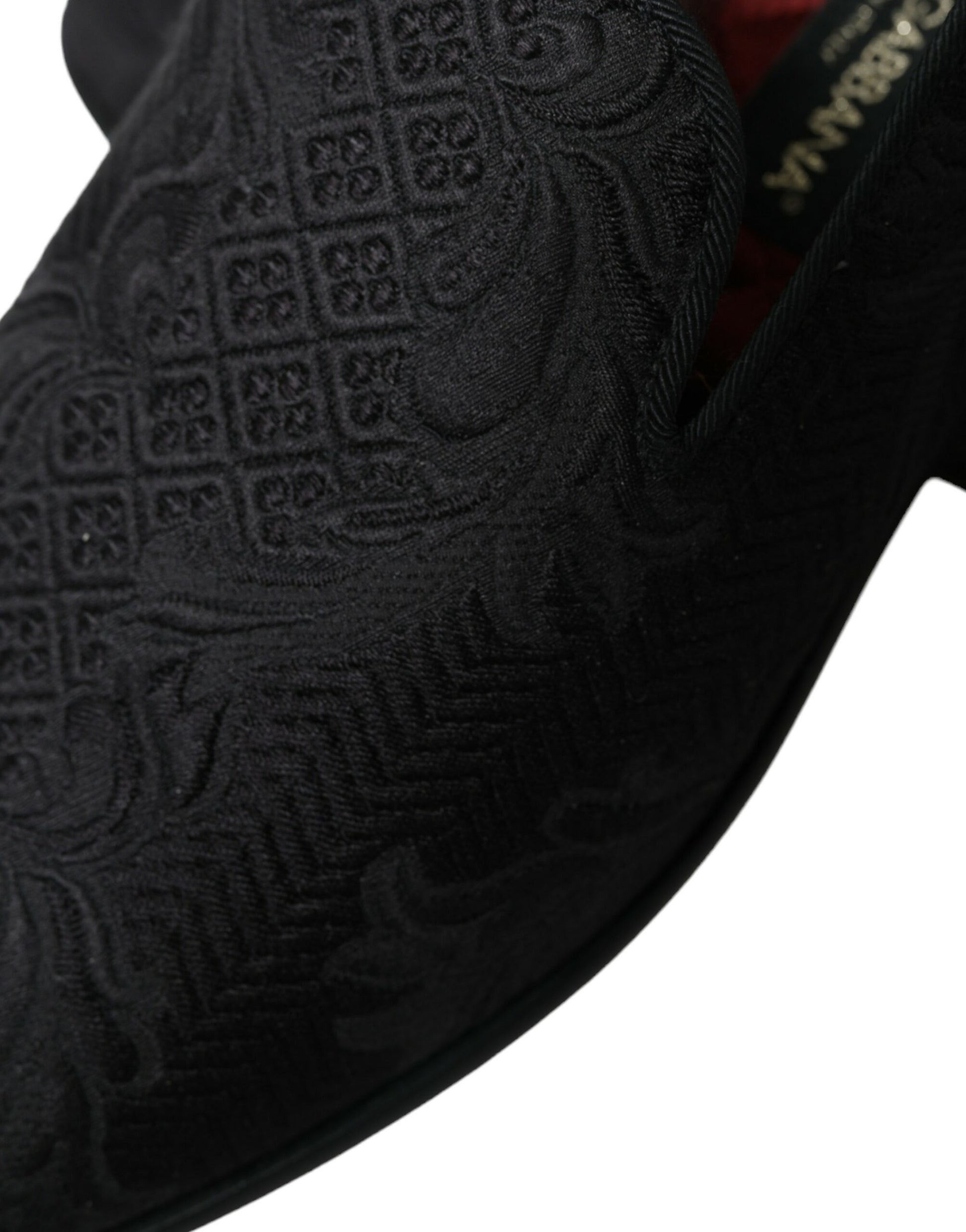 Dolce & Gabbana Black Brocade Men Slip On Loafer Dress Shoes Curated Luxury Accessories by Orvyn
