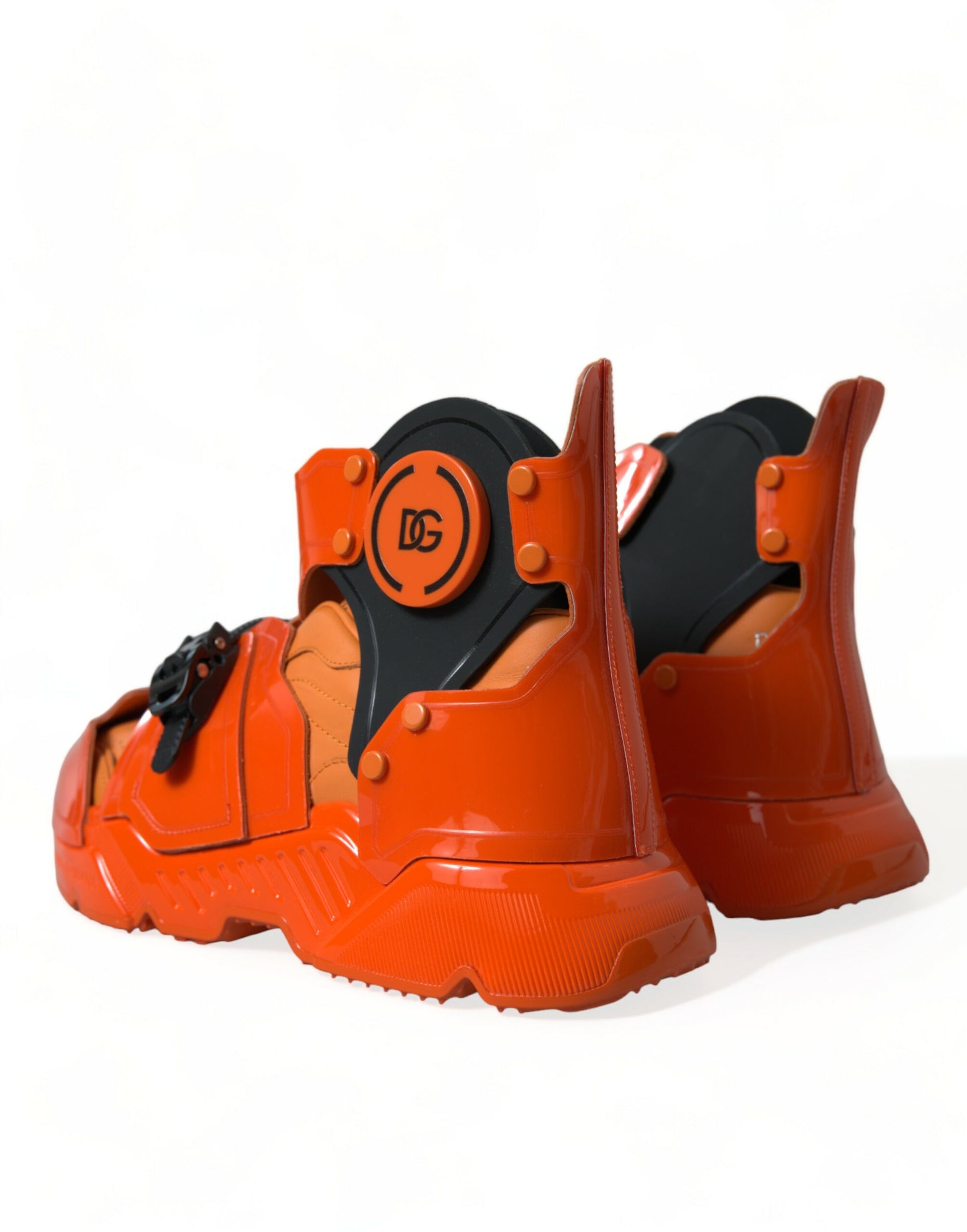 Dolce & Gabbana Orange Multi Panel Chunky High Top Sneakers Shoes Curated Luxury Accessories by Orvyn