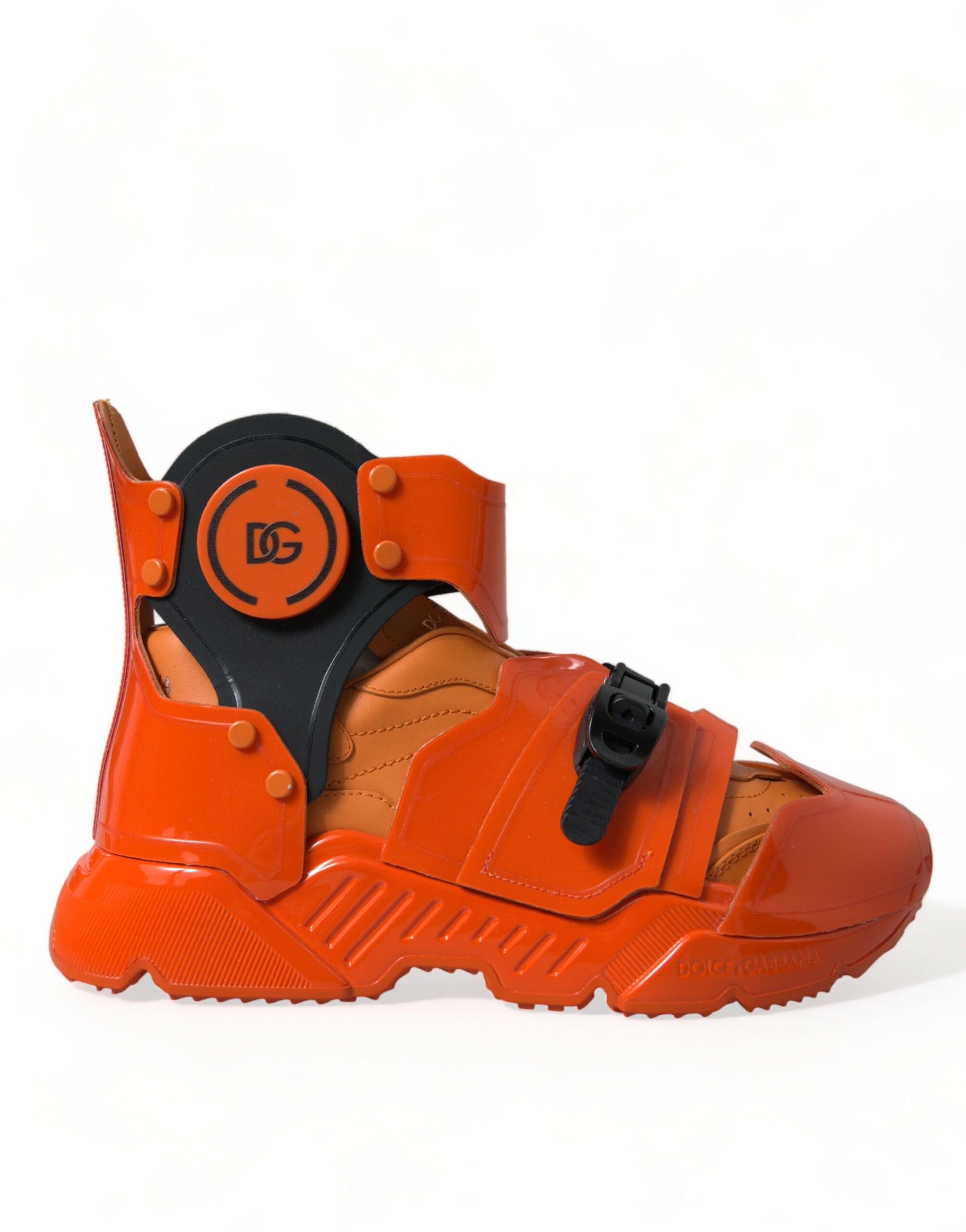 Dolce & Gabbana Orange Multi Panel Chunky High Top Sneakers Shoes Curated Luxury Accessories by Orvyn