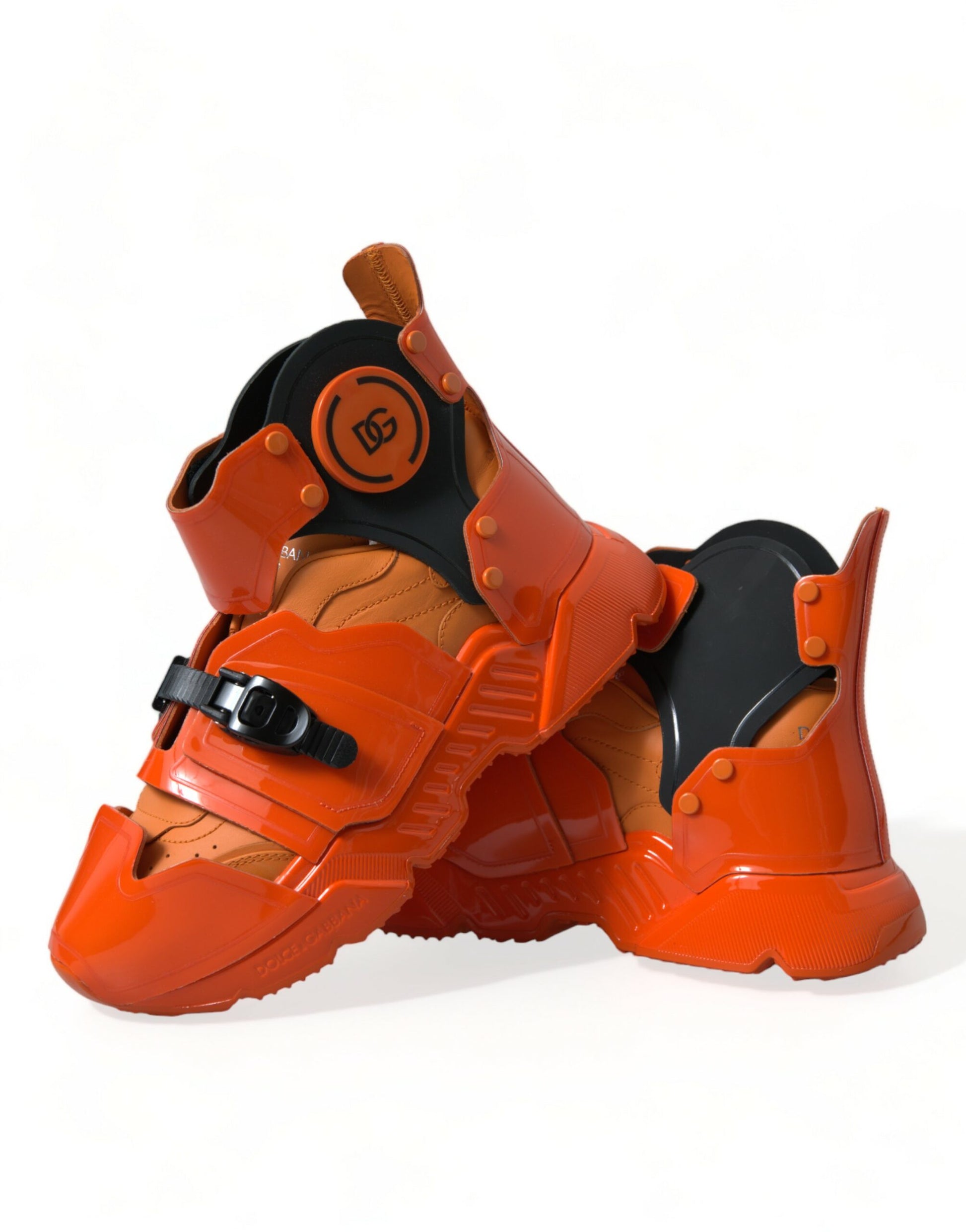 Dolce & Gabbana Orange Multi Panel Chunky High Top Sneakers Shoes Curated Luxury Accessories by Orvyn