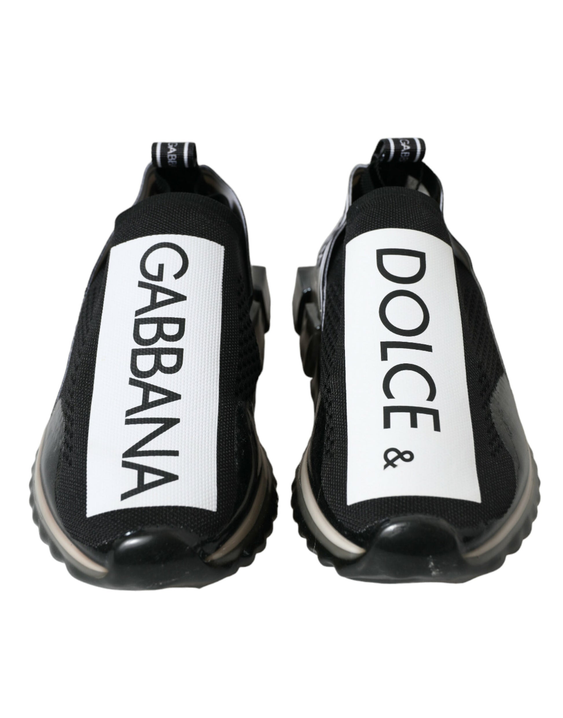 Dolce & Gabbana Black White Slip On Sneakers Sorrento Shoes Curated Luxury Accessories by Orvyn