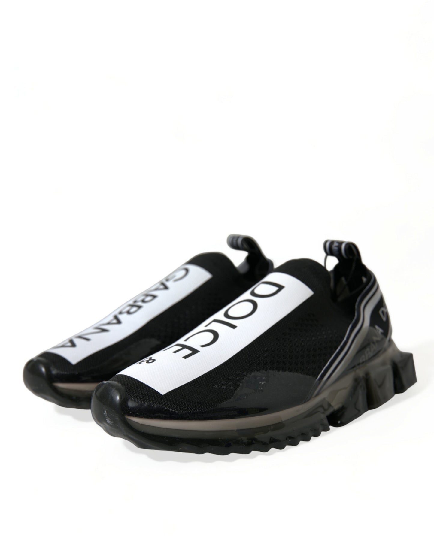 Dolce & Gabbana Black White Slip On Sneakers Sorrento Shoes Curated Luxury Accessories by Orvyn