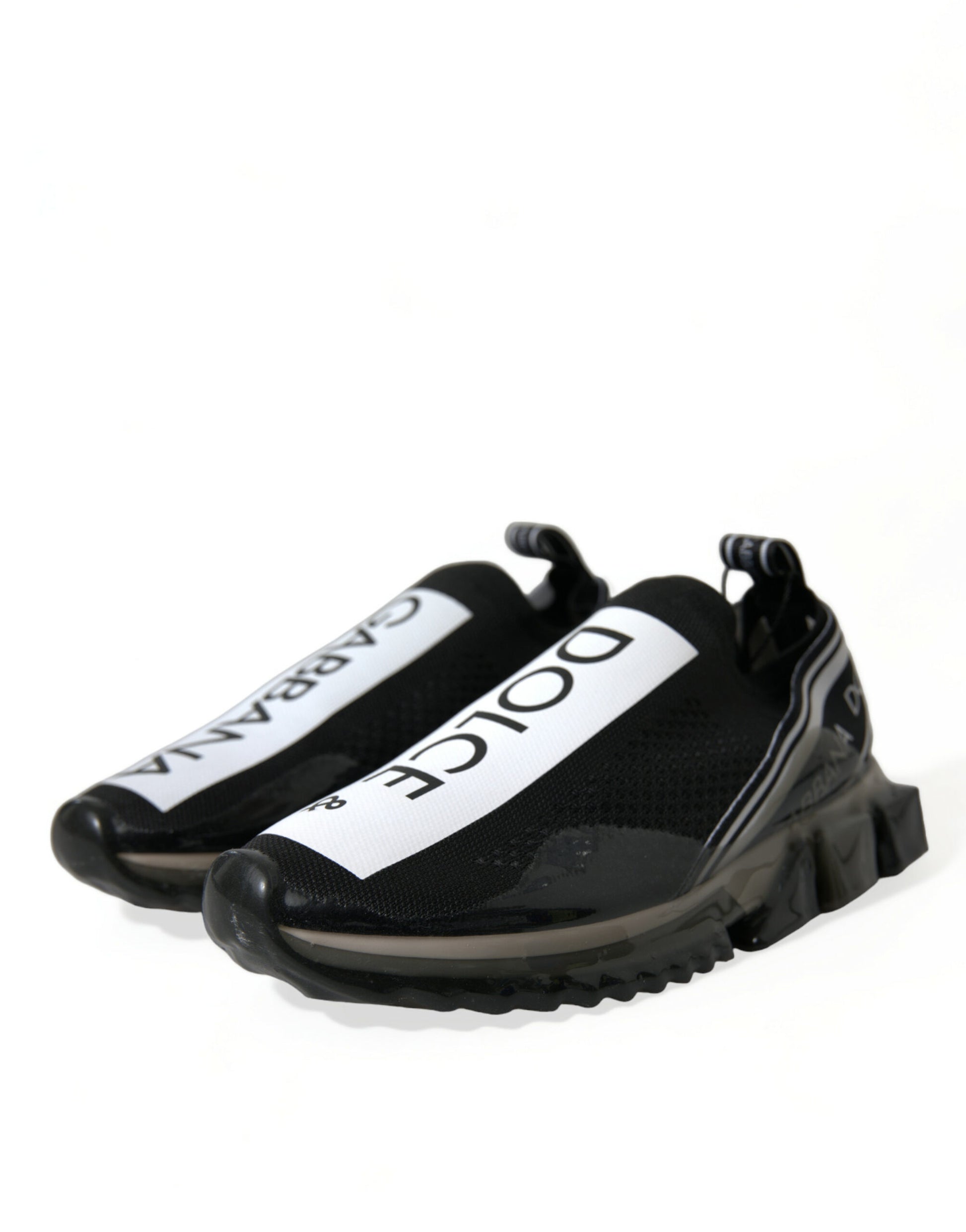 Dolce & Gabbana Black White Slip On Sneakers Sorrento Shoes Curated Luxury Accessories by Orvyn