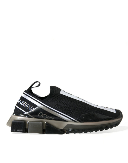 Dolce & Gabbana Black White Slip On Sneakers Sorrento Shoes Curated Luxury Accessories by Orvyn