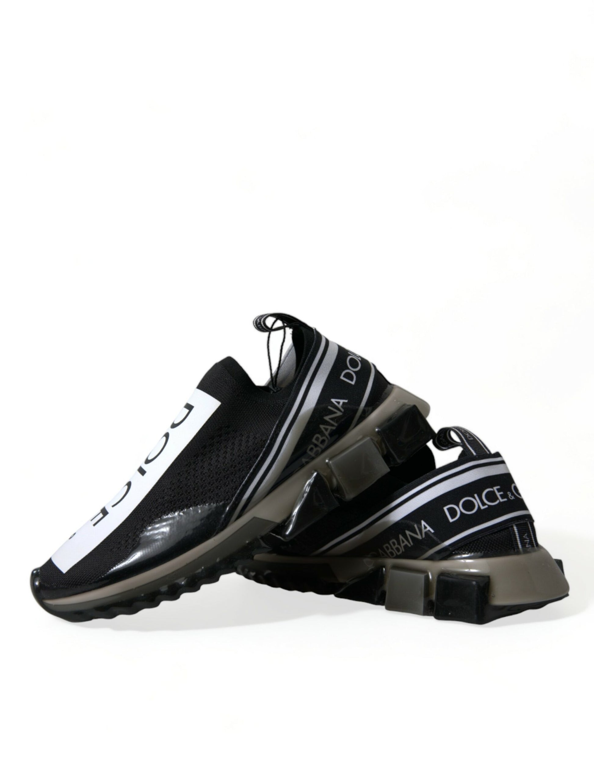 Dolce & Gabbana Black White Slip On Sneakers Sorrento Shoes Curated Luxury Accessories by Orvyn