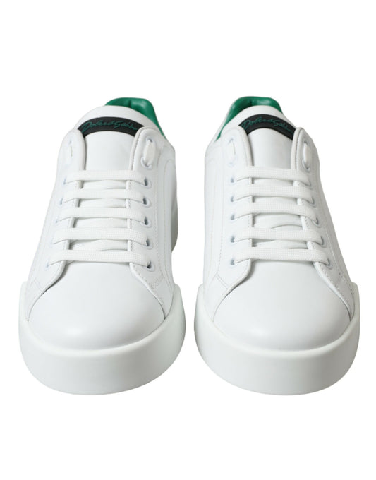 Dolce & Gabbana White Green Leather Portofino Sneakers Shoes Curated Luxury Accessories by Orvyn