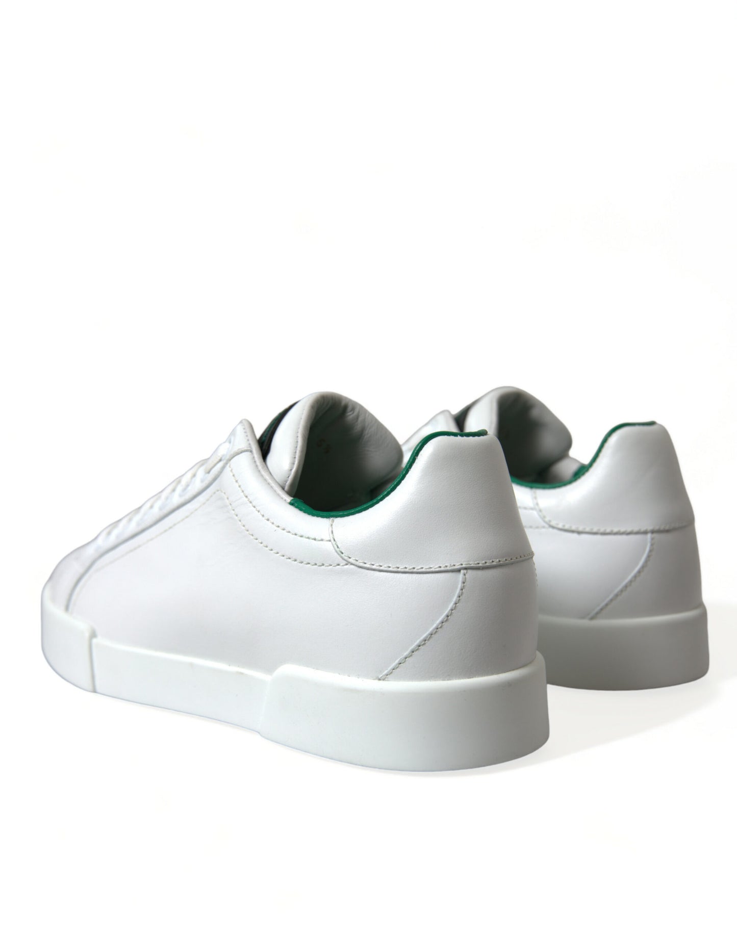 Dolce & Gabbana White Green Leather Portofino Sneakers Shoes Curated Luxury Accessories by Orvyn