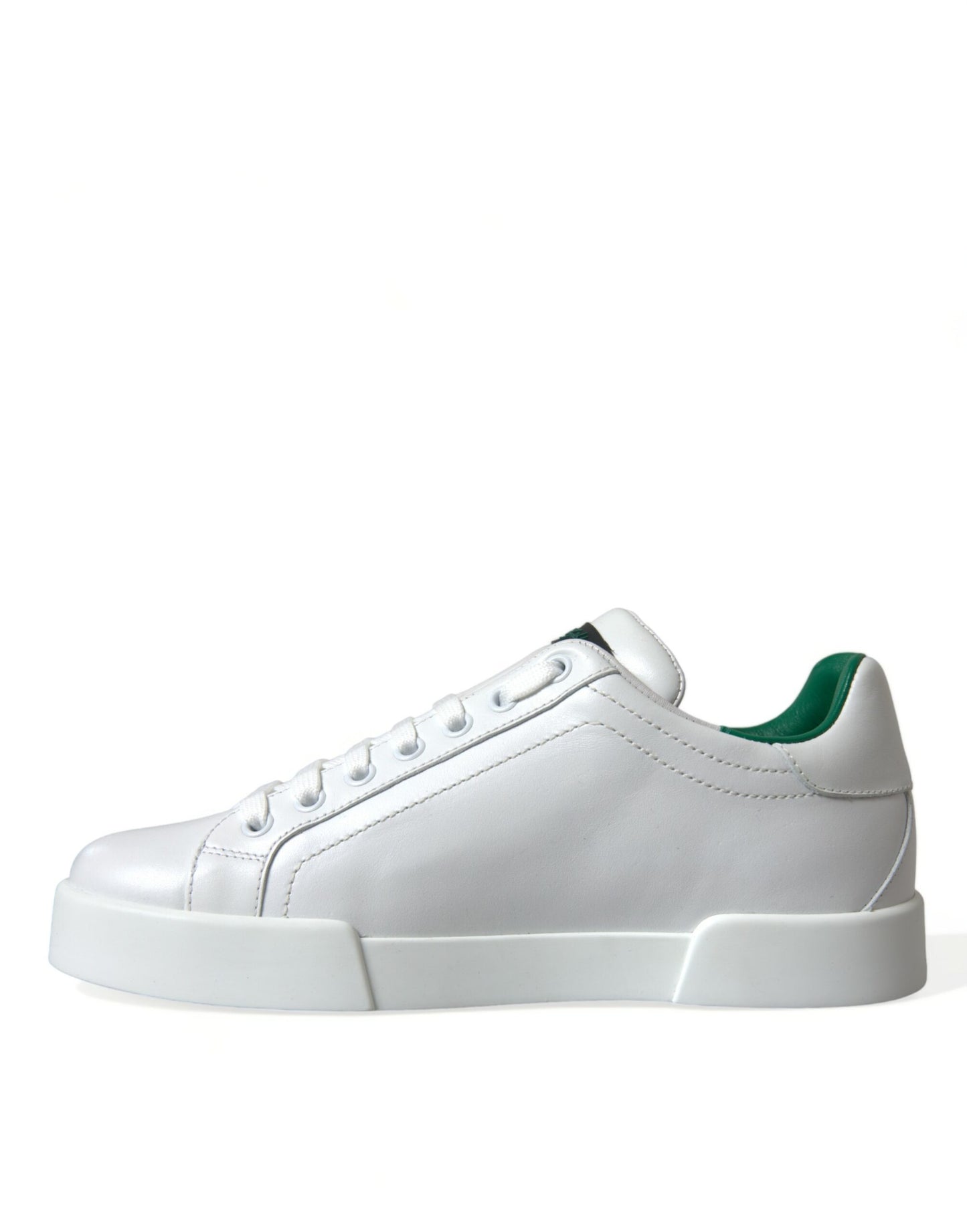 Dolce & Gabbana White Green Leather Portofino Sneakers Shoes Curated Luxury Accessories by Orvyn