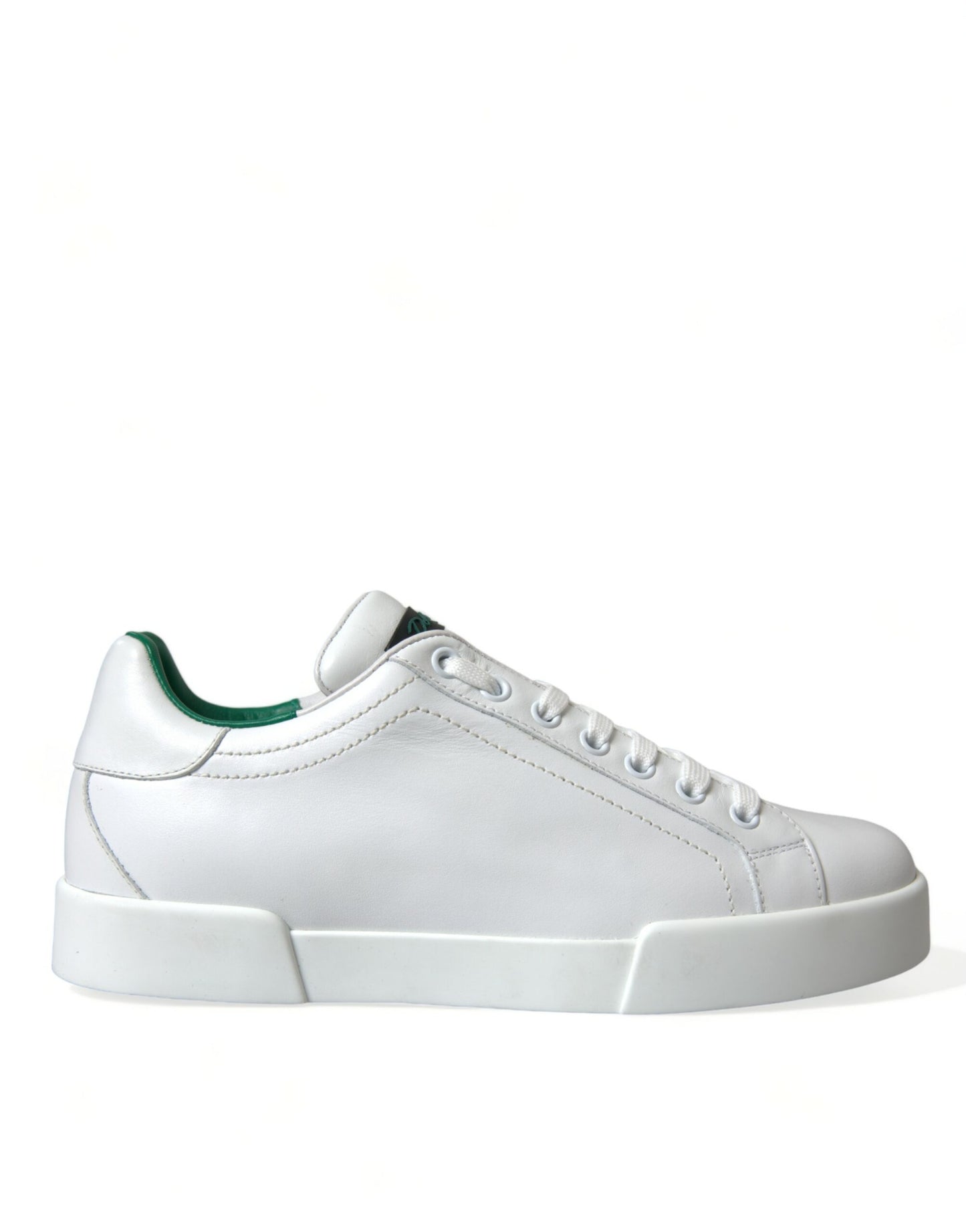Dolce & Gabbana White Green Leather Portofino Sneakers Shoes Curated Luxury Accessories by Orvyn