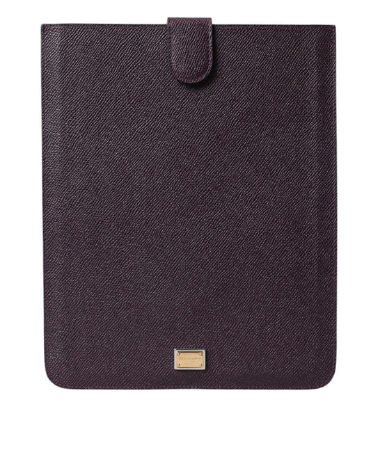Dolce & Gabbana Dark Brown Leather Logo Plaque Cover Sleeve Tablet Case Curated Luxury Accessories by Orvyn