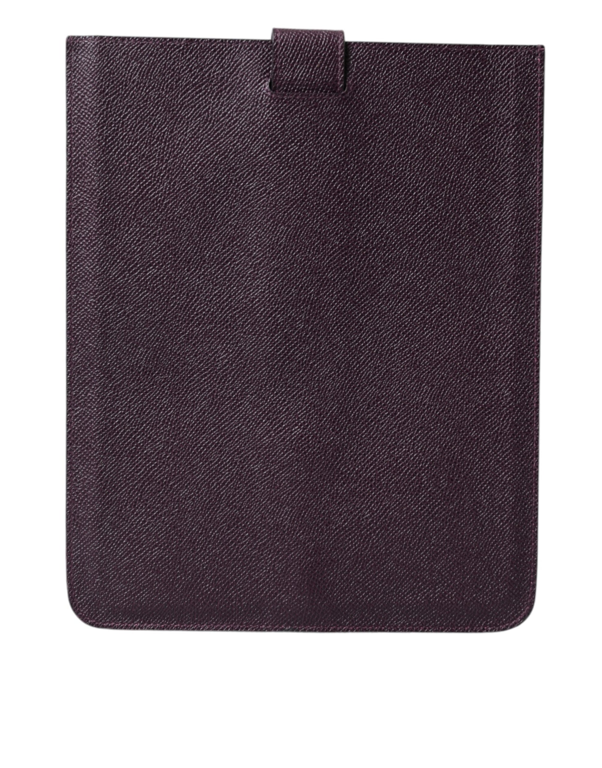 Dolce & Gabbana Dark Brown Leather Logo Plaque Cover Sleeve Tablet Case Curated Luxury Accessories by Orvyn